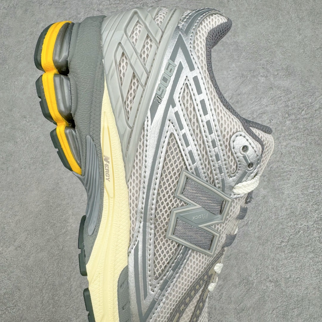 图片[6]-New Balance M1906R NB新百伦系列复古老爹风休闲运动慢跑鞋 采用轻质牛剖革拼接透气网眼衬垫织物鞋面材质 T-Beam大底提供足步弓支撑 保持步态稳定#后跟搭载外露缓震胶 鞋身整体以各种深浅不一的灰色覆盖 鞋头以淡蓝色调装饰，网眼衬垫通过不规律的色块实现做旧的美感 泛黄的鞋底更是进一步增添了复古气息 尺码：36 37 37.5 38 38.5 39.5 40 40.5 41.5 42 42.5 43 44 45-选品中心
