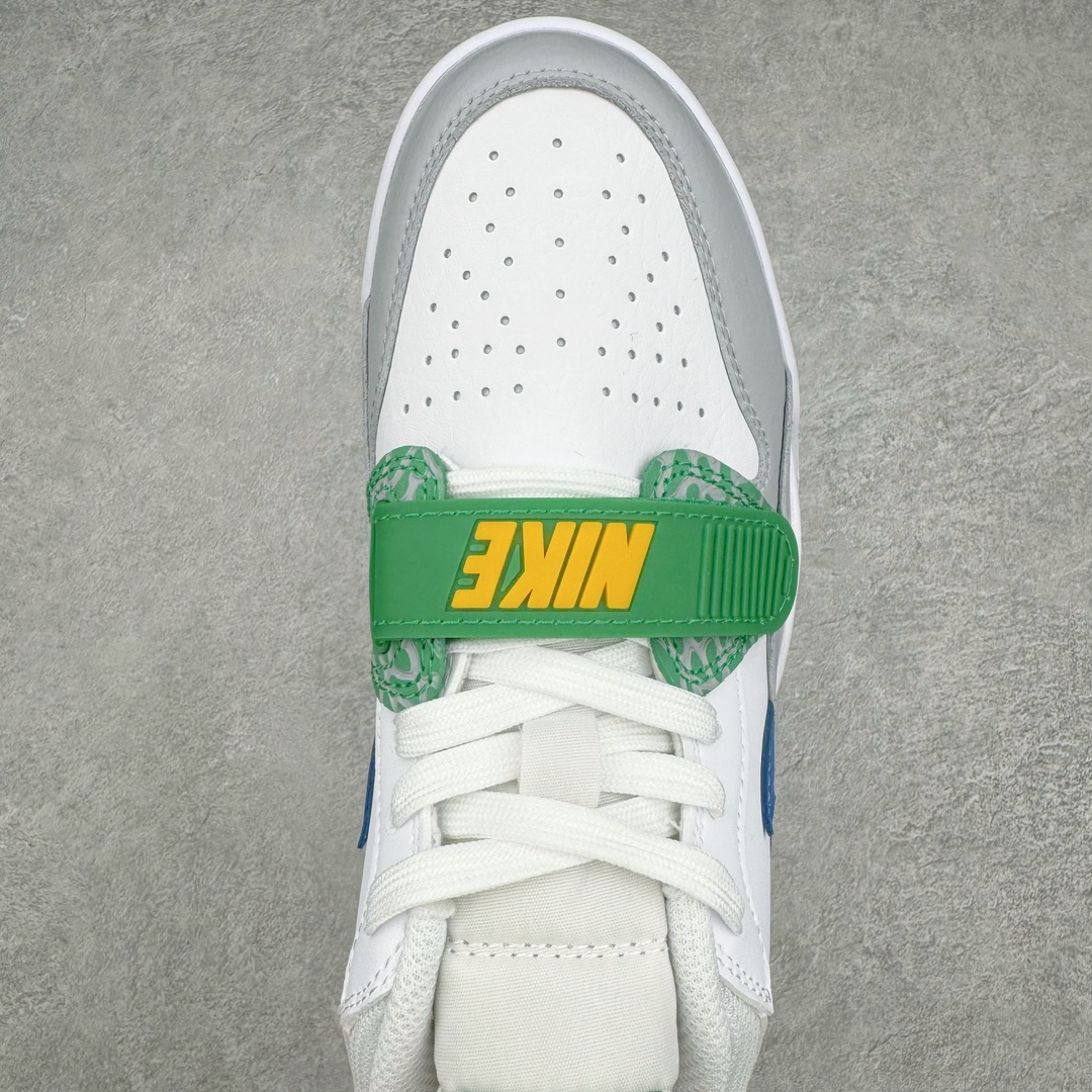 图片[4]-＃KZ神版 Air Jordan Legacy AJ312 Low 低帮复古篮球鞋 白绿 CD9054-140 市场最强独一档产物 全套原纸板楦头开发 原厂大底磨具加持立体防滑纹理 原档数据后跟TPU子母扣魔术贴 原装可视Air Sole气垫 原汁原味最完美的312代版型 唯一正确鞋头趴度弧度高度鞋身腰线 进口港宝加持 后跟自然饱满 全鞋荧光划线卡点 追求极致完美 每一双都是工艺品 多重QC质检 超越公司货的品控标准 实实在在的免检产品 鞋身采用了皮革材质打造 横跨鞋面的魔术贴十分吸睛 侧面的Swoosh Logo的一部分被鞋面遮挡了一部分 颇具玩味 魔术贴上标有NK标识 而鞋舌上是Jordan的经典红色飞翼Logo 后跟和鞋底均采用了AJ3的设计 后跟上同样也使用了经典的爆裂纹图案 尺码：36 36.5 37.5 38 38.5 39 40 40.5 41 42 42.5 43 44 44.5 45 46 47.5-选品中心