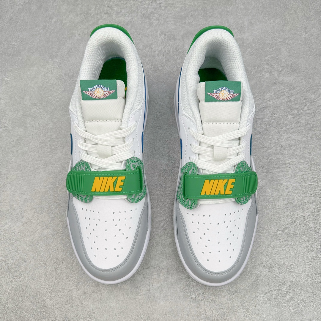 图片[2]-＃KZ神版 Air Jordan Legacy AJ312 Low 低帮复古篮球鞋 白绿 CD9054-140 市场最强独一档产物 全套原纸板楦头开发 原厂大底磨具加持立体防滑纹理 原档数据后跟TPU子母扣魔术贴 原装可视Air Sole气垫 原汁原味最完美的312代版型 唯一正确鞋头趴度弧度高度鞋身腰线 进口港宝加持 后跟自然饱满 全鞋荧光划线卡点 追求极致完美 每一双都是工艺品 多重QC质检 超越公司货的品控标准 实实在在的免检产品 鞋身采用了皮革材质打造 横跨鞋面的魔术贴十分吸睛 侧面的Swoosh Logo的一部分被鞋面遮挡了一部分 颇具玩味 魔术贴上标有NK标识 而鞋舌上是Jordan的经典红色飞翼Logo 后跟和鞋底均采用了AJ3的设计 后跟上同样也使用了经典的爆裂纹图案 尺码：36 36.5 37.5 38 38.5 39 40 40.5 41 42 42.5 43 44 44.5 45 46 47.5-选品中心