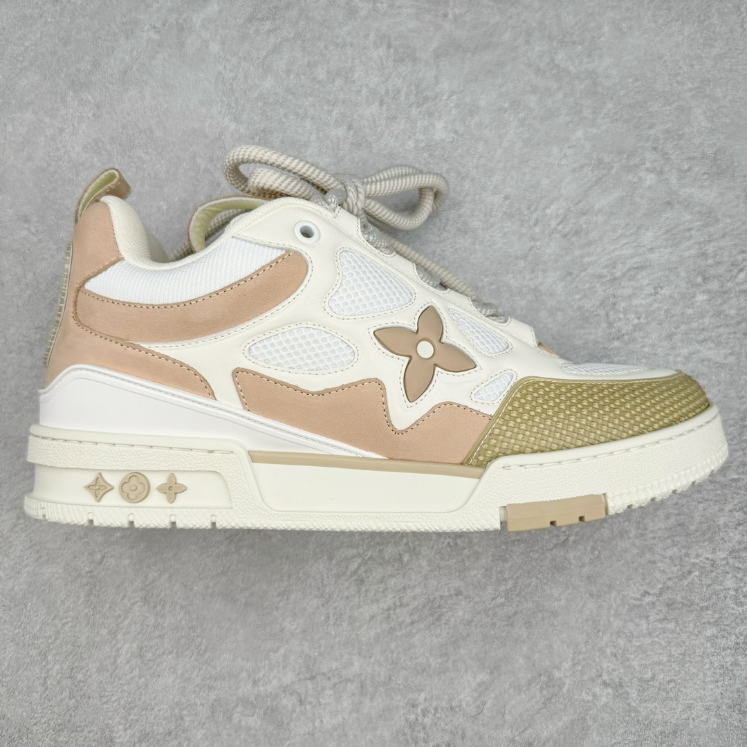 ＃GD广顶 Louis Vuitton SKATE lv路易威登系带时装走秀运动时尚板鞋 外贸零售特供批次 2023全新纸板数据 印花高频效果碾压市面 市售天花板产物 耗时半年巨作 全套原厂新版原纸板楦头开发 原厂特供皮料加持 市场所有版本中综合最强的货品 GD实力大厂出品 全网最全配色更新最快 最成熟的做工稳定的品控 完美鞋型超高的清洁度 零毛边线头瑕疵 全套原楦原纸版原鞋开模 全网最具灵魂的版型 正确原装黄色鞋盒 正确中底印花 鞋面印花3D高频深度立体 全鞋电脑针车 紧密相连 针距密度一致 环保乳胶注塑鞋垫 厚度脚感还原原版 皮面裁剪部位 统一油边封口工艺 原装橡胶大底含胶量大底组合零偏差 专柜全套包装 防尘袋 说明书 质保卡 男女鞋 尺码：35 36 37 38 39 40 41 42 43 44 45-选品中心