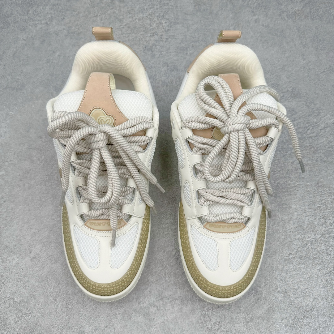 图片[2]-＃GD广顶 Louis Vuitton SKATE lv路易威登系带时装走秀运动时尚板鞋 外贸零售特供批次 2023全新纸板数据 印花高频效果碾压市面 市售天花板产物 耗时半年巨作 全套原厂新版原纸板楦头开发 原厂特供皮料加持 市场所有版本中综合最强的货品 GD实力大厂出品 全网最全配色更新最快 最成熟的做工稳定的品控 完美鞋型超高的清洁度 零毛边线头瑕疵 全套原楦原纸版原鞋开模 全网最具灵魂的版型 正确原装黄色鞋盒 正确中底印花 鞋面印花3D高频深度立体 全鞋电脑针车 紧密相连 针距密度一致 环保乳胶注塑鞋垫 厚度脚感还原原版 皮面裁剪部位 统一油边封口工艺 原装橡胶大底含胶量大底组合零偏差 专柜全套包装 防尘袋 说明书 质保卡 男女鞋 尺码：35 36 37 38 39 40 41 42 43 44 45-选品中心