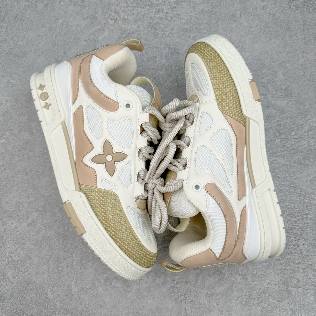 图片[3]-＃GD广顶 Louis Vuitton SKATE lv路易威登系带时装走秀运动时尚板鞋 外贸零售特供批次 2023全新纸板数据 印花高频效果碾压市面 市售天花板产物 耗时半年巨作 全套原厂新版原纸板楦头开发 原厂特供皮料加持 市场所有版本中综合最强的货品 GD实力大厂出品 全网最全配色更新最快 最成熟的做工稳定的品控 完美鞋型超高的清洁度 零毛边线头瑕疵 全套原楦原纸版原鞋开模 全网最具灵魂的版型 正确原装黄色鞋盒 正确中底印花 鞋面印花3D高频深度立体 全鞋电脑针车 紧密相连 针距密度一致 环保乳胶注塑鞋垫 厚度脚感还原原版 皮面裁剪部位 统一油边封口工艺 原装橡胶大底含胶量大底组合零偏差 专柜全套包装 防尘袋 说明书 质保卡 男女鞋 尺码：35 36 37 38 39 40 41 42 43 44 45-选品中心