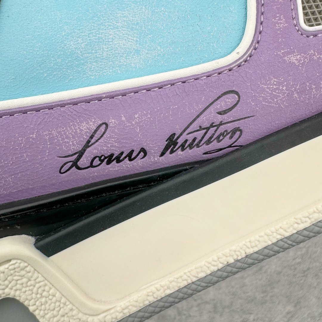 图片[18]-＃GD广顶 Louis Vuitton Trainer lv路易威登时装走秀运动时尚板鞋 外贸零售特供批次 2023全新纸板数据 印花高频效果碾压市面 市售天花板产物 耗时半年巨作 全套原厂新版原纸板楦头开发 原厂特供皮料加持 市场所有版本中综合最强的货品 GD实力大厂出品 全网最全配色更新最快 最成熟的做工稳定的品控 完美鞋型超高的清洁度 零毛边线头瑕疵 全套原楦原纸版原鞋开模 全网最具灵魂的版型 正确原装黄色鞋盒 正确中底印花 鞋面印花3D高频深度立体 全鞋电脑针车 紧密相连 针距密度一致 环保乳胶注塑鞋垫 厚度脚感还原原版 皮面裁剪部位 统一油边封口工艺 原装橡胶大底含胶量大底组合零偏差 专柜全套包装 防尘袋 说明书 质保卡 男女鞋 尺码：35 36 37 38 39 40 41 42 43 44 45-选品中心