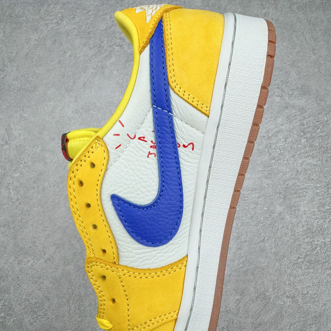 图片[7]-＃DT同源福利回馈 Travis Scott x Air Jordan AJ1 Low OG SP TS联名倒钩8.0低帮 黄蓝色 DZ4137-700 头层皮料加持 DT同源全套原纸板楦头开发 确保原汁原味 完美呈现倒钩版型 原档案转印油墨一体 一码一磨具拒绝假半码 此版本只针对中端市场 皮料材质有所更替 其他数据细节工艺流程均保持一致 绝不口嗨 原盒原配 外盒透明胶套 内侧字体 工整带凹凸感 原厂拉帮工艺 针距密度一致 后跟弧度收口自然不对折 极致一眼正品既视感 进口玻璃冲刀皮料裁剪零毛边 承诺百分百一致原鞋 全鞋电脑针车工艺 进口港宝加持 后跟自然饱满 全鞋荧光划线卡点 追求极致完美 每一双都是工艺品 多重QC质检 超越公司货的品控标准 尺码：36 36.5 37.5 38 38.5 39 40 40.5 41 42 42.5 43 44 44.5 45 46 47.5-选品中心
