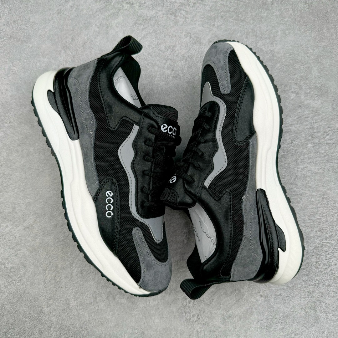 图片[3]-ECCO爱步男鞋夏季新款时尚运动鞋 潮流拼接华夫鞋健步鞋 复古跑鞋老爹鞋 品质牛皮与反绒剖面牛皮拼接 透气网布促进鞋内空气流动 质感细腻 舒适透气 鞋面撞色设计，打造现代时尚外观 多种材质拼接 休闲百搭 简约利落PU+TPU中底 橡胶大底 抓地力强 轻盈缓震 舒适回弹 具有良好的防滑耐磨性 时尚个性 出街有型 尺码：38 39 40 41 42 43 44（皮鞋码）-选品中心
