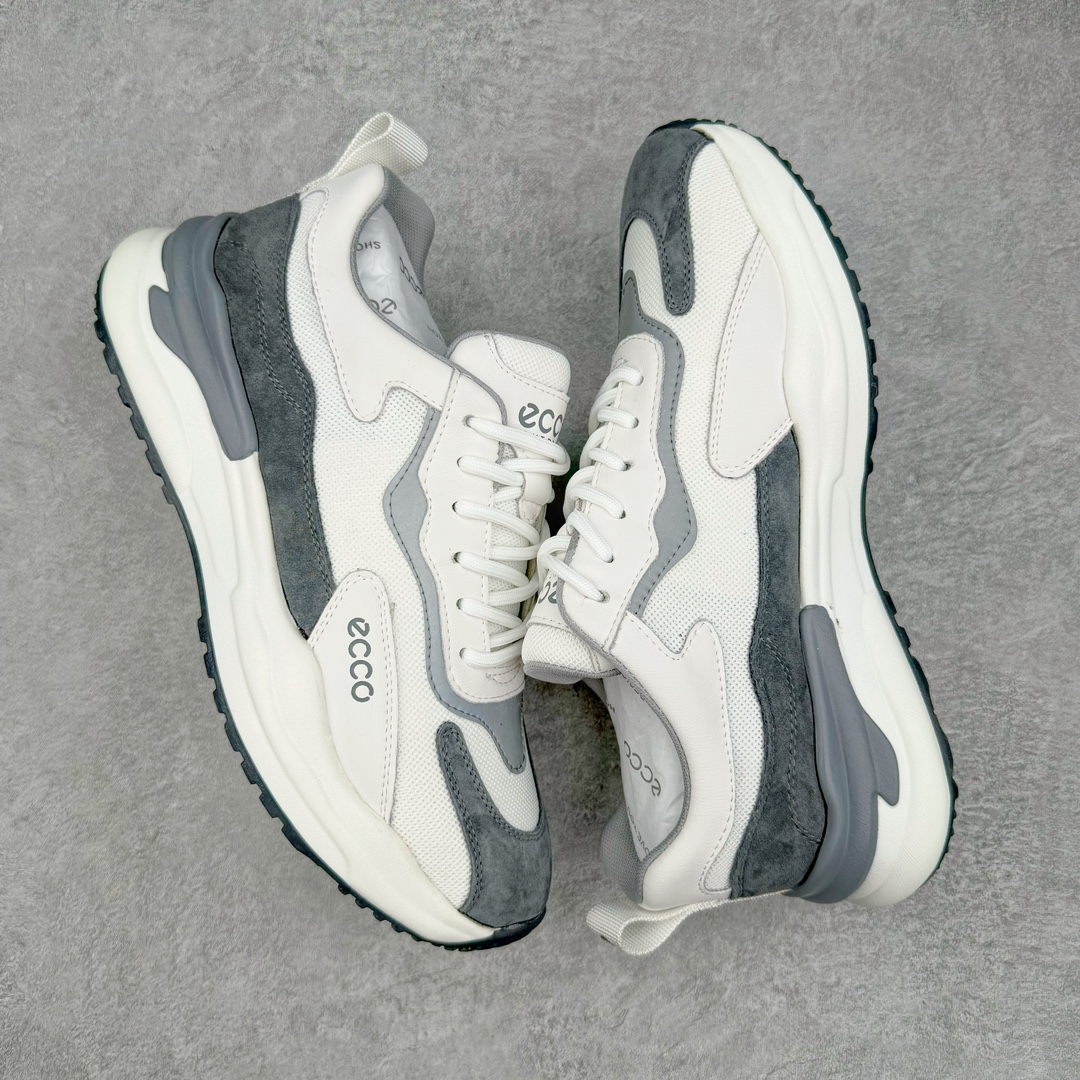 图片[3]-ECCO爱步男鞋夏季新款时尚运动鞋 潮流拼接华夫鞋健步鞋 复古跑鞋老爹鞋 品质牛皮与反绒剖面牛皮拼接 透气网布促进鞋内空气流动 质感细腻 舒适透气 鞋面撞色设计，打造现代时尚外观 多种材质拼接 休闲百搭 简约利落PU+TPU中底 橡胶大底 抓地力强 轻盈缓震 舒适回弹 具有良好的防滑耐磨性 时尚个性 出街有型 尺码：38 39 40 41 42 43 44（皮鞋码）-选品中心