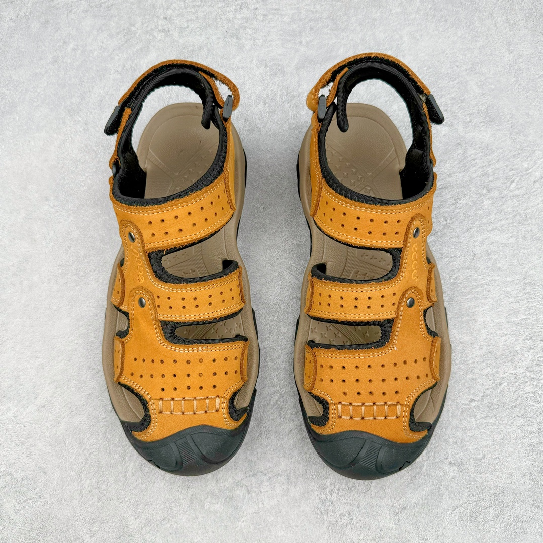 图片[2]-ECCO爱步男鞋2024夏季新款户外凉鞋 沙滩鞋男鞋 越野系列新品 酷爽夏日出行 褪去厚重和繁琐的束缚 百看不厌的拼接鞋面，个性走势畅游盛夏 鞋面采用抽绳扣，适应各种脚型 防撞鞋头构造 橡胶半包结构 形成防撞保护 避免磕碰 采用MD按摩垫脚，U型结构包裹脚跟缓解疲劳 后跟魔术贴条 粘合强防止掉脚 回弹轻便鞋底 耐磨抗老化，具有较强抓地性和耐磨性，稳固支撑 尺码：38 39 40 41 42 43 44 45（皮鞋码）-选品中心