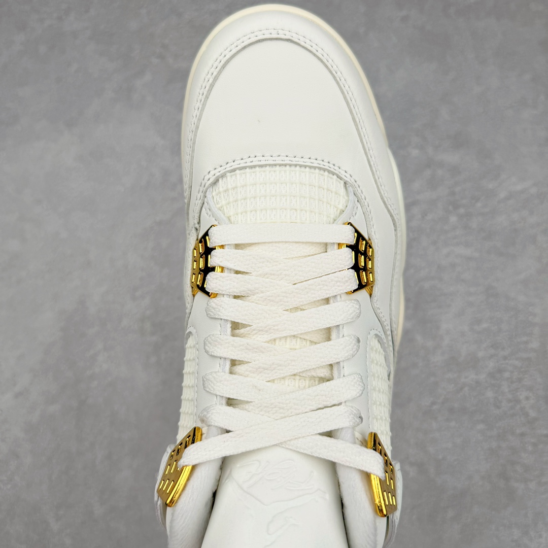 图片[4]-＃Ljr Air Jordan AJ4 Retro 盐白金属扣 AQ9129-170 圈内高端零售标杆 独家外贸特供 耗时半年巨作 全套原纸板楦头开发 原厂特供皮料加持 确保原汁原味 完美呈现四代版型 一比一鞋头弧度高度鞋身弧度 数据细节工艺流程均保持原鞋一致 原厂TPU网格鞋带扣 正确内里网布 菱角分明不变形无多余毛边 柔软性质感一致于原鞋 市场唯一原厂鞋扣模具 背面可见隐藏注塑口 原厂织唛标 原厂飞人电绣工艺 尾指中部跳三针 独家绑鞋带手法 印刷中底布 四线拉帮 米色美纹纸贴合固定 进口港宝加持 后跟自然饱满 全鞋荧光划线卡点 追求极致完美 每一双都是工艺品 多重QC质检 超越公司货的品控标准 实实在在的免检产品 尺码：40.5 41 42 42.5 43 44 44.5 45 45.5 46 47.5 48.5-选品中心