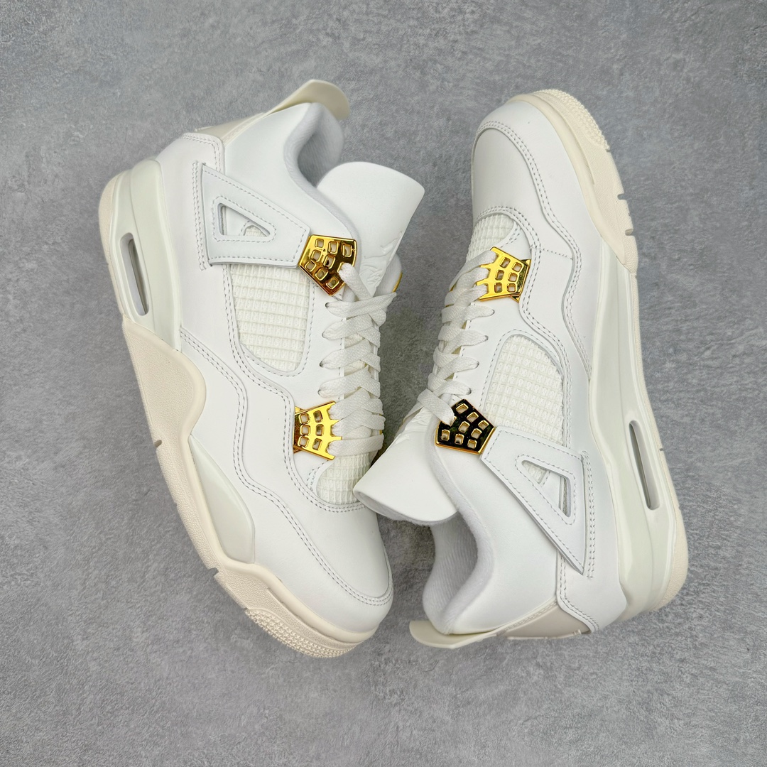 图片[3]-＃Ljr Air Jordan AJ4 Retro 盐白金属扣 AQ9129-170 圈内高端零售标杆 独家外贸特供 耗时半年巨作 全套原纸板楦头开发 原厂特供皮料加持 确保原汁原味 完美呈现四代版型 一比一鞋头弧度高度鞋身弧度 数据细节工艺流程均保持原鞋一致 原厂TPU网格鞋带扣 正确内里网布 菱角分明不变形无多余毛边 柔软性质感一致于原鞋 市场唯一原厂鞋扣模具 背面可见隐藏注塑口 原厂织唛标 原厂飞人电绣工艺 尾指中部跳三针 独家绑鞋带手法 印刷中底布 四线拉帮 米色美纹纸贴合固定 进口港宝加持 后跟自然饱满 全鞋荧光划线卡点 追求极致完美 每一双都是工艺品 多重QC质检 超越公司货的品控标准 实实在在的免检产品 尺码：40.5 41 42 42.5 43 44 44.5 45 45.5 46 47.5 48.5-选品中心