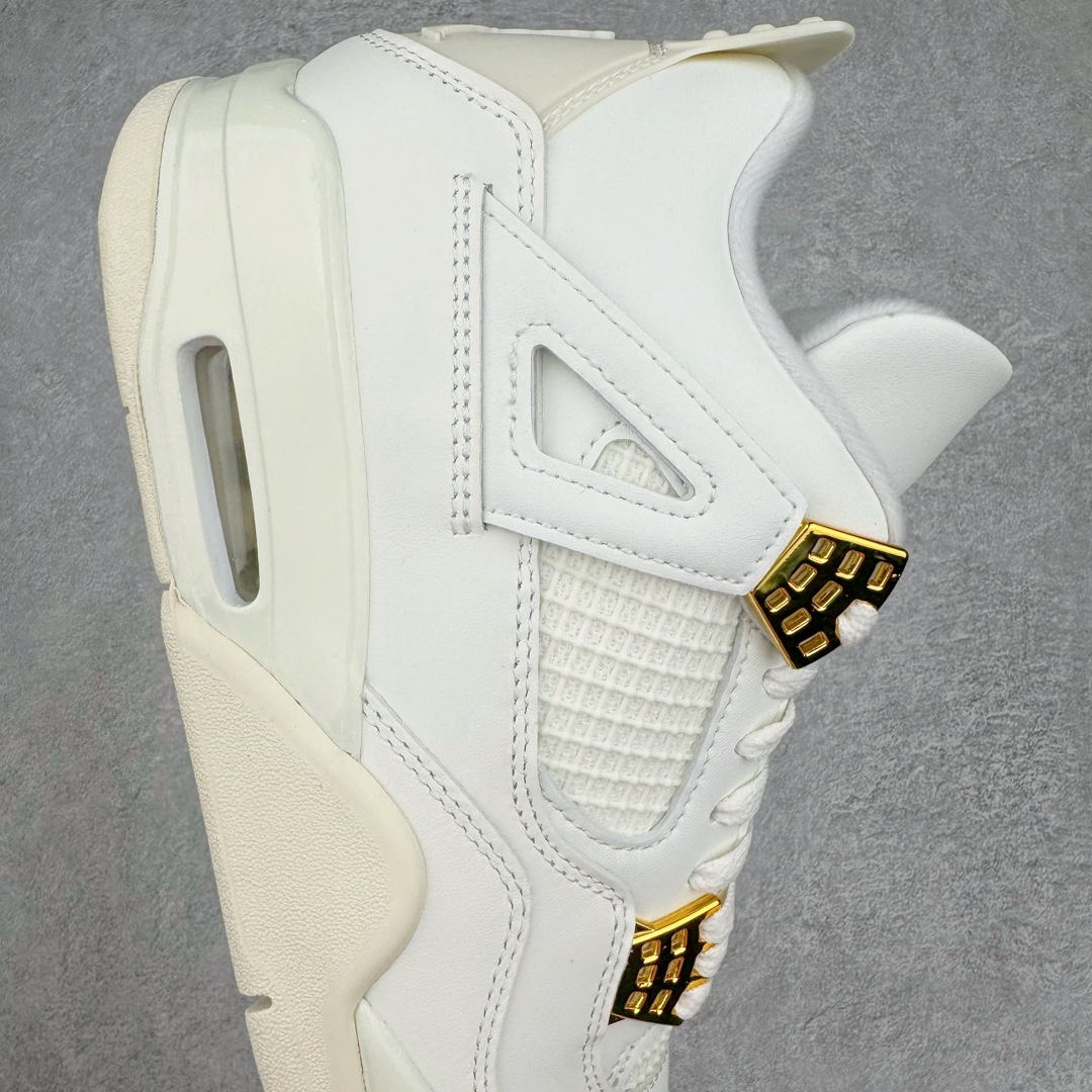 图片[6]-＃Ljr Air Jordan AJ4 Retro 盐白金属扣 AQ9129-170 圈内高端零售标杆 独家外贸特供 耗时半年巨作 全套原纸板楦头开发 原厂特供皮料加持 确保原汁原味 完美呈现四代版型 一比一鞋头弧度高度鞋身弧度 数据细节工艺流程均保持原鞋一致 原厂TPU网格鞋带扣 正确内里网布 菱角分明不变形无多余毛边 柔软性质感一致于原鞋 市场唯一原厂鞋扣模具 背面可见隐藏注塑口 原厂织唛标 原厂飞人电绣工艺 尾指中部跳三针 独家绑鞋带手法 印刷中底布 四线拉帮 米色美纹纸贴合固定 进口港宝加持 后跟自然饱满 全鞋荧光划线卡点 追求极致完美 每一双都是工艺品 多重QC质检 超越公司货的品控标准 实实在在的免检产品 尺码：40.5 41 42 42.5 43 44 44.5 45 45.5 46 47.5 48.5-选品中心