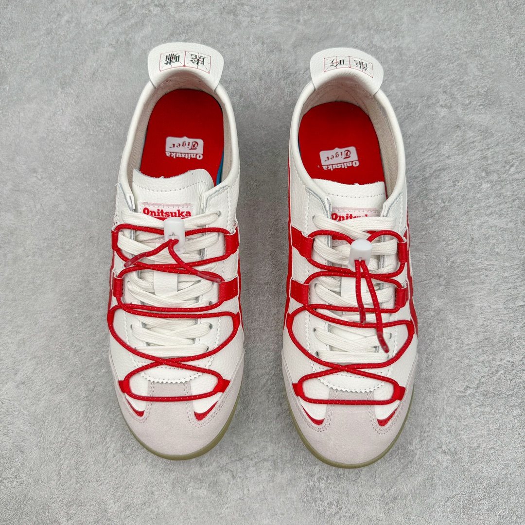 图片[2]-＃C版 Asics Onitsuka Tiger MEXICO 66 亚瑟士鬼冢虎复古经典板鞋 CNY 龙年限定 白红 市场王者选手 海外订单工厂出品 长期生产补货永不断码 超成熟稳定的做工品控 原装全套纸板楦头开发 原汁原味 完美呈现版型 私模正确鞋底咬花纹路 一比一鞋头弧度高度鞋身弧度 绝不口嗨 细节品控鞋型随意秒杀市面 原档咬花纹路私模大底 一个单元有六个三角形 总体形拼接呈现花瓣状 官方四联吊牌 原装Ortholite轻量化鞋垫 原盒原配 质保卡 说明书 钢印防尘纸 纸板中底带钢印 乳胶组合鞋垫 支持全方位的对比专柜 产品从款式颜色造型上体现出追求舒适和细节的完美 鞋类更是推崇手工制作的严谨与完美 融舒适性与可穿性的设计风格 注重细节的完美和别致魅力 既保持稳重 又不失轻松的时尚感 尺码：36 37 37.5 38 39 39.5 40 40.5 41.5 42 42.5 43.5 44 45-选品中心