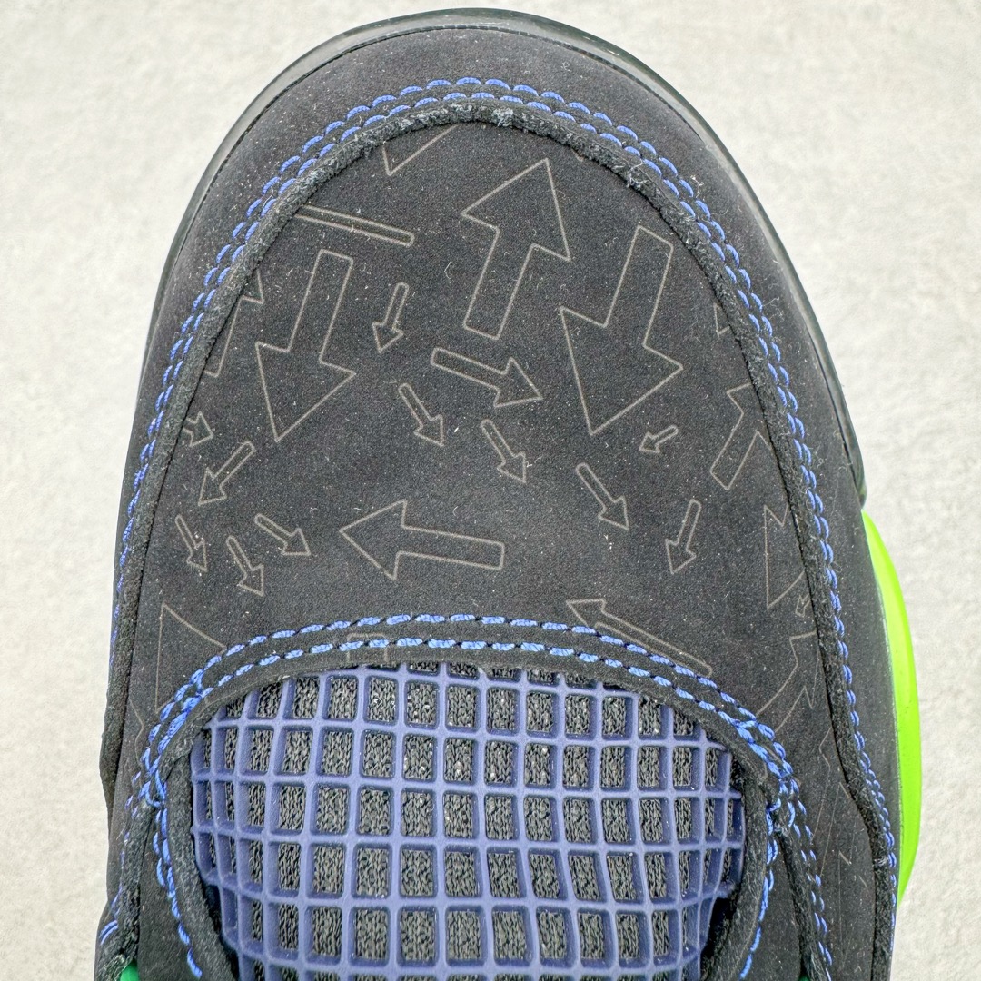 图片[24]-＃DG2.0 Air Jordan AJ4 Retro Doernbecher 慈善超人 黑蓝绿 308497-015 情怀单品 收藏必备 独家外贸特供 耗时半年巨作 全套原纸板楦头开发 原厂特供皮料加持 确保原汁原味 完美呈现四代版型 一比一鞋头弧度高度鞋身弧度 数据细节工艺流程均保持原鞋一致 原厂TPU网格鞋带扣 正确内里网布 菱角分明不变形无多余毛边 柔软性质感一致于原鞋 市场唯一原厂鞋扣模具 背面可见隐藏注塑口 原厂织唛标 原厂飞人电绣工艺 尾指中部跳三针 独家绑鞋带手法 印刷中底布 四线拉帮 米色美纹纸贴合固定 进口港宝加持 后跟自然饱满 全鞋荧光划线卡点 追求极致完美 每一双都是工艺品 多重QC质检 超越公司货的品控标准 实实在在的免检产品 尺码：40.5 41 42 42.5 43 44 44.5 45 45.5 46 47.5 48.5-选品中心