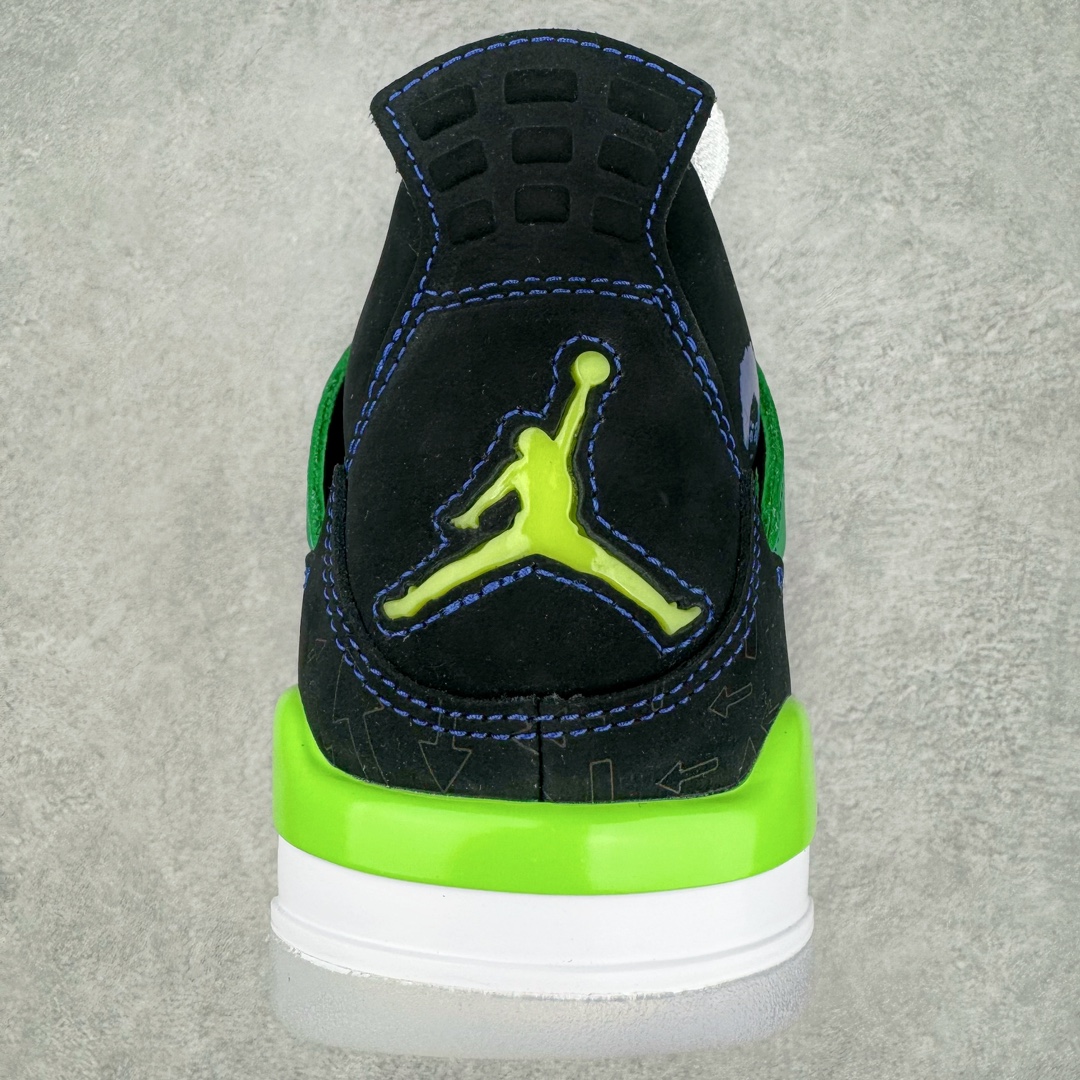 图片[8]-＃DG2.0 Air Jordan AJ4 Retro Doernbecher 慈善超人 黑蓝绿 308497-015 情怀单品 收藏必备 独家外贸特供 耗时半年巨作 全套原纸板楦头开发 原厂特供皮料加持 确保原汁原味 完美呈现四代版型 一比一鞋头弧度高度鞋身弧度 数据细节工艺流程均保持原鞋一致 原厂TPU网格鞋带扣 正确内里网布 菱角分明不变形无多余毛边 柔软性质感一致于原鞋 市场唯一原厂鞋扣模具 背面可见隐藏注塑口 原厂织唛标 原厂飞人电绣工艺 尾指中部跳三针 独家绑鞋带手法 印刷中底布 四线拉帮 米色美纹纸贴合固定 进口港宝加持 后跟自然饱满 全鞋荧光划线卡点 追求极致完美 每一双都是工艺品 多重QC质检 超越公司货的品控标准 实实在在的免检产品 尺码：40.5 41 42 42.5 43 44 44.5 45 45.5 46 47.5 48.5-选品中心