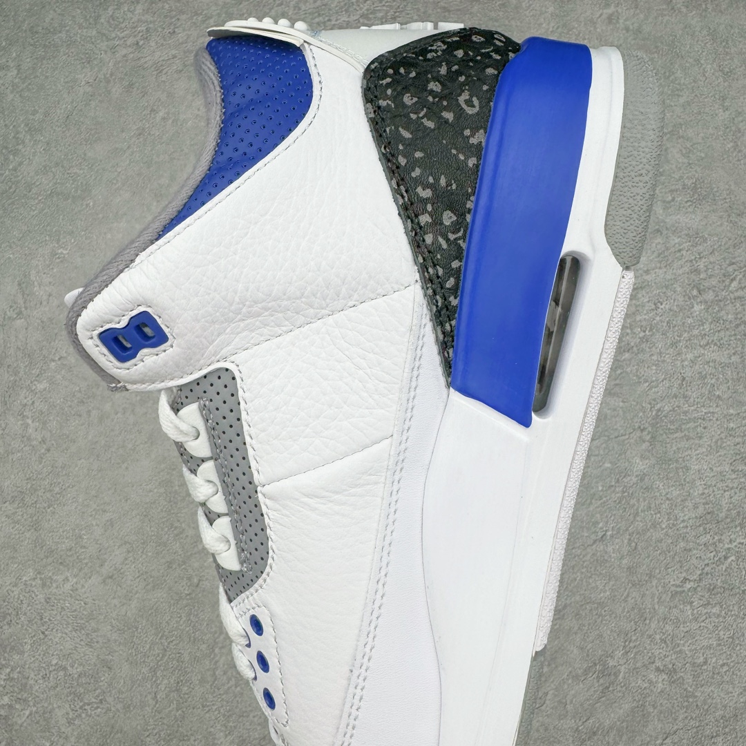 图片[7]-＃K版纯原 Air Jordan AJ3 Retro 小闪电白蓝 CT8532-145 原楦原纸板开发 确保原汁原味 原厂皮料质感色泽绝无偏差 完美中底拉帮 原厂中底钢印 原档案大底 如假白送 大底纹路 气垫通透度PU的回弹性均百分百还原 原厂电绣鞋舌飞人刺绣针数立体讲究精细欢迎对比正品原鞋 尺码：40 40.5 41 42 42.5 43 44 44.5 45 46 47.5-选品中心