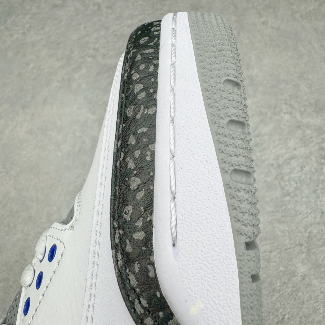 图片[13]-＃K版纯原 Air Jordan AJ3 Retro 小闪电白蓝 CT8532-145 原楦原纸板开发 确保原汁原味 原厂皮料质感色泽绝无偏差 完美中底拉帮 原厂中底钢印 原档案大底 如假白送 大底纹路 气垫通透度PU的回弹性均百分百还原 原厂电绣鞋舌飞人刺绣针数立体讲究精细欢迎对比正品原鞋 尺码：40 40.5 41 42 42.5 43 44 44.5 45 46 47.5-选品中心