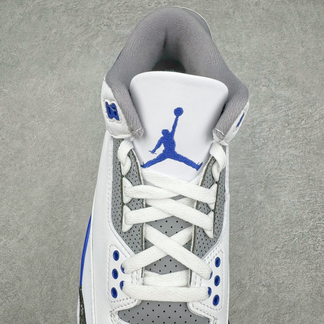 图片[5]-＃K版纯原 Air Jordan AJ3 Retro 小闪电白蓝 CT8532-145 原楦原纸板开发 确保原汁原味 原厂皮料质感色泽绝无偏差 完美中底拉帮 原厂中底钢印 原档案大底 如假白送 大底纹路 气垫通透度PU的回弹性均百分百还原 原厂电绣鞋舌飞人刺绣针数立体讲究精细欢迎对比正品原鞋 尺码：40 40.5 41 42 42.5 43 44 44.5 45 46 47.5-选品中心