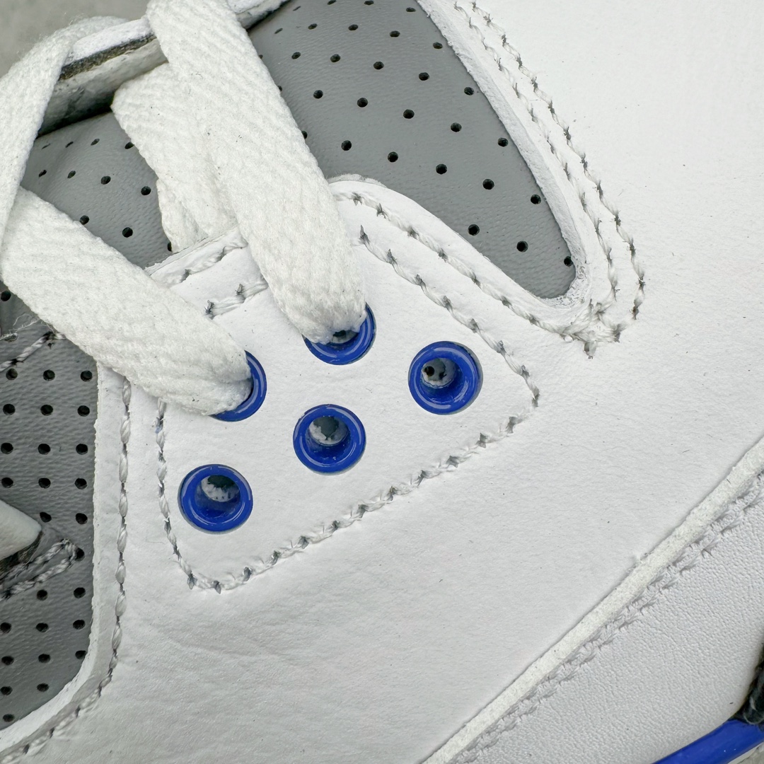 图片[14]-＃K版纯原 Air Jordan AJ3 Retro 小闪电白蓝 CT8532-145 原楦原纸板开发 确保原汁原味 原厂皮料质感色泽绝无偏差 完美中底拉帮 原厂中底钢印 原档案大底 如假白送 大底纹路 气垫通透度PU的回弹性均百分百还原 原厂电绣鞋舌飞人刺绣针数立体讲究精细欢迎对比正品原鞋 尺码：40 40.5 41 42 42.5 43 44 44.5 45 46 47.5-选品中心