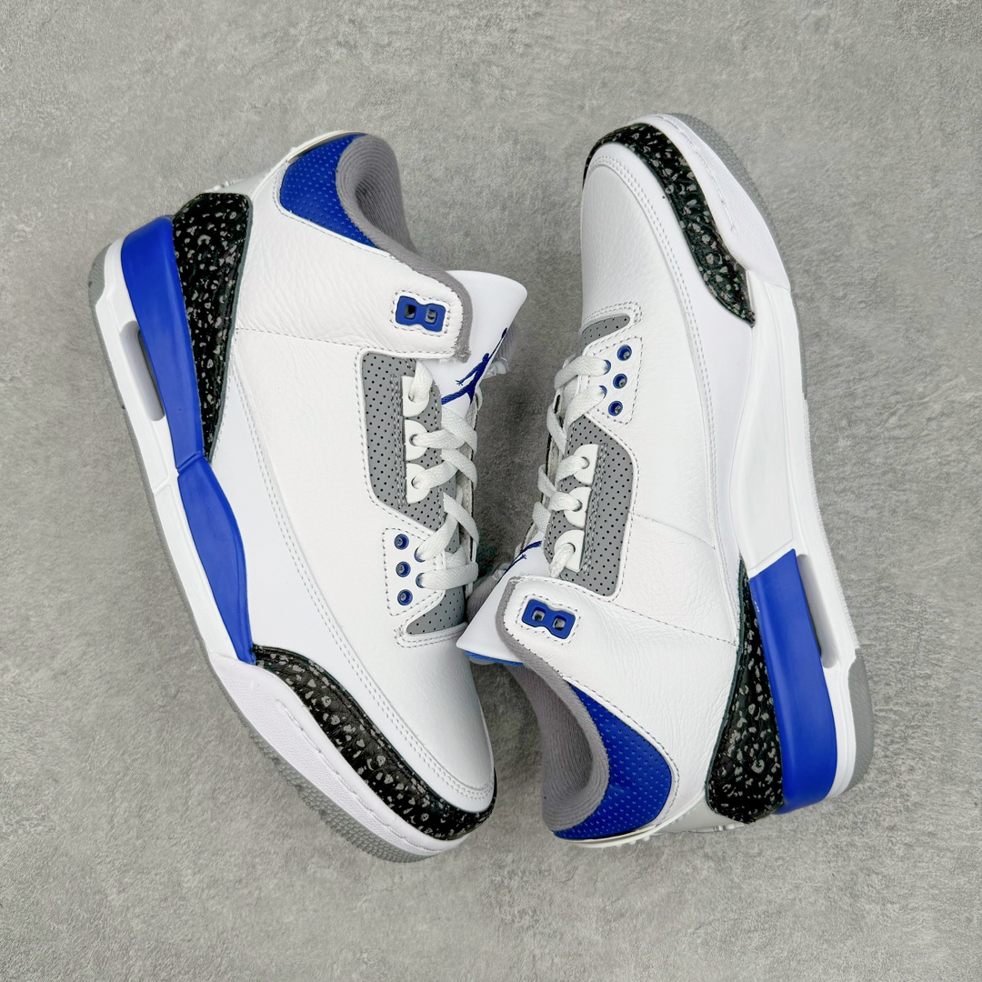 图片[3]-＃K版纯原 Air Jordan AJ3 Retro 小闪电白蓝 CT8532-145 原楦原纸板开发 确保原汁原味 原厂皮料质感色泽绝无偏差 完美中底拉帮 原厂中底钢印 原档案大底 如假白送 大底纹路 气垫通透度PU的回弹性均百分百还原 原厂电绣鞋舌飞人刺绣针数立体讲究精细欢迎对比正品原鞋 尺码：40 40.5 41 42 42.5 43 44 44.5 45 46 47.5-选品中心