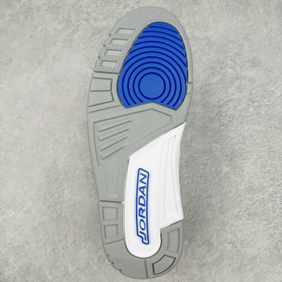图片[9]-＃K版纯原 Air Jordan AJ3 Retro 小闪电白蓝 CT8532-145 原楦原纸板开发 确保原汁原味 原厂皮料质感色泽绝无偏差 完美中底拉帮 原厂中底钢印 原档案大底 如假白送 大底纹路 气垫通透度PU的回弹性均百分百还原 原厂电绣鞋舌飞人刺绣针数立体讲究精细欢迎对比正品原鞋 尺码：40 40.5 41 42 42.5 43 44 44.5 45 46 47.5-选品中心