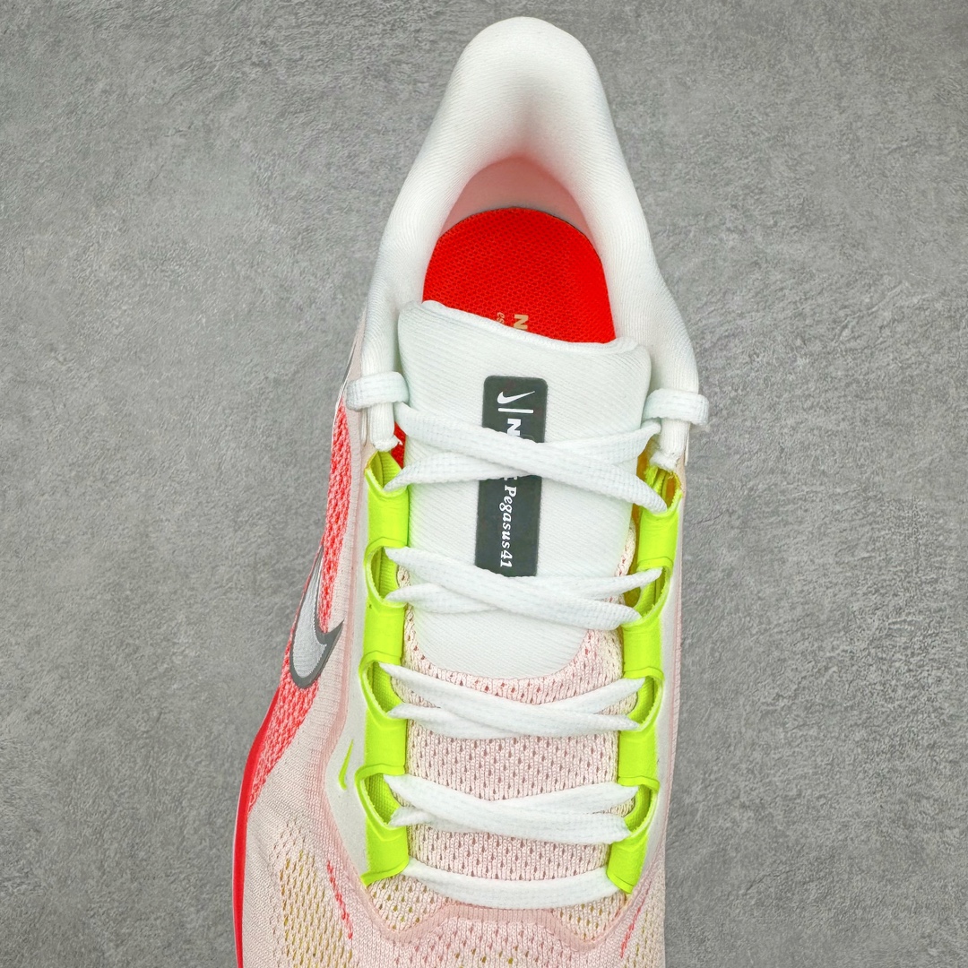 图片[5]-NK Zoom Pegasus 飞马41代马拉松系列网面透气缓震疾速跑鞋 拥有 Zoom Air 一如既往的稳定感和流畅感 鞋面采用工程网眼设计 为特定高热区域营造出色透气性 进一步增加鞋面的穿孔数量 让足部能够快速散热 中足搭配 Flywire 飞线 在高速运动时营造舒适稳定的贴合感 内置Zoon气垫加持 动力十足 货号：FD2722-100 尺码：36 36.5 37.5 38 38.5 39 40 40.5 41 42 42.5 43 44 44.5 45-选品中心