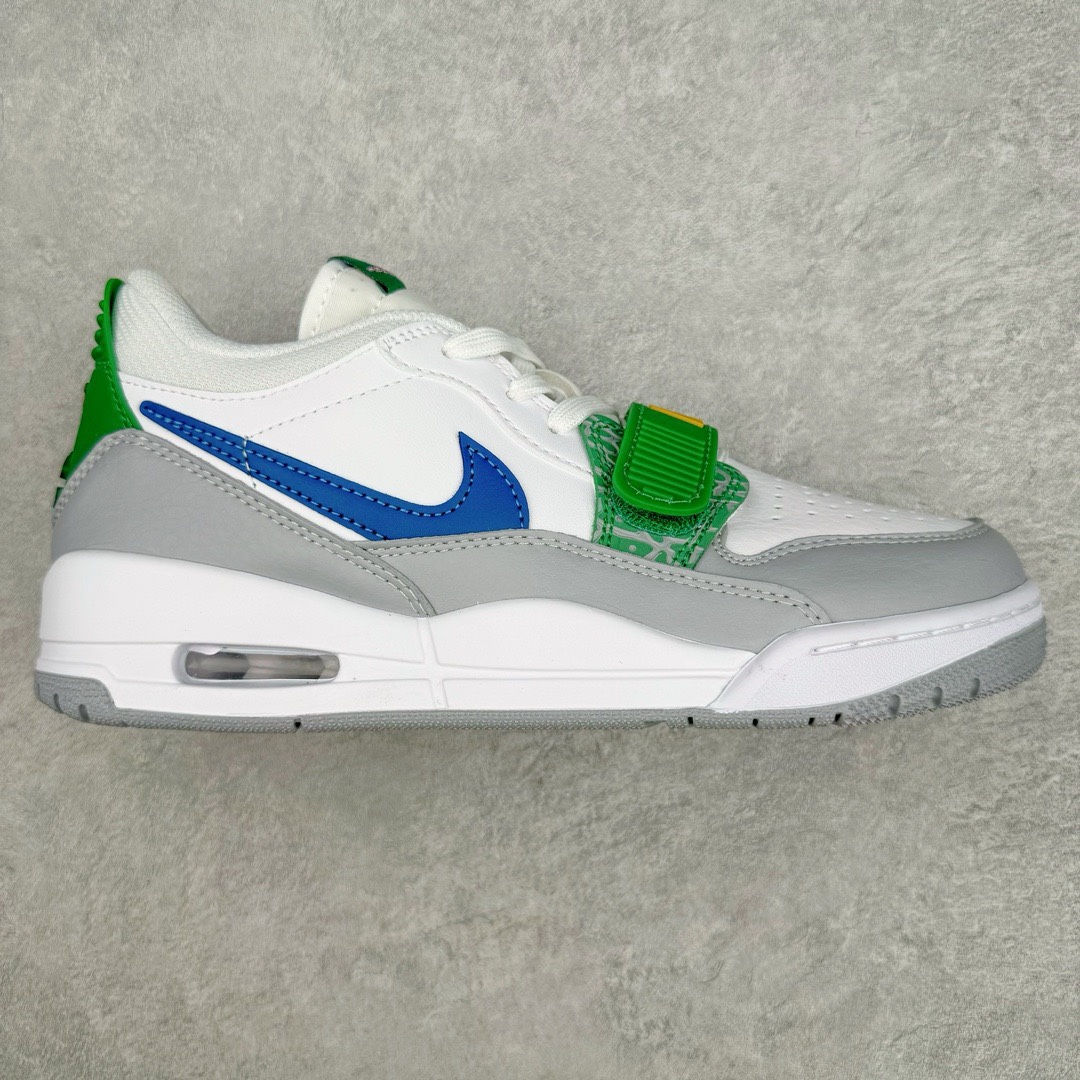 图片[8]-＃KZ神版 Air Jordan Legacy AJ312 复古篮球鞋 市场最强独一档产物 全套原纸板楦头开发 原厂大底磨具加持立体防滑纹理 原档数据后跟TPU子母扣魔术贴 原装可视Air Sole气垫 原汁原味最完美的312代版型 唯一正确鞋头趴度弧度高度鞋身腰线 进口港宝加持 后跟自然饱满 全鞋荧光划线卡点 追求极致完美 每一双都是工艺品 多重QC质检 超越公司货的品控标准 实实在在的免检产品 鞋身采用了皮革材质打造 横跨鞋面的魔术贴十分吸睛 侧面的Swoosh Logo的一部分被鞋面遮挡了一部分 颇具玩味 魔术贴上标有NK标识 而鞋舌上是Jordan的经典红色飞翼Logo 后跟和鞋底均采用了AJ3的设计 后跟上同样也使用了经典的爆裂纹图案 尺码：36 36.5 37.5 38 38.5 39 40 40.5 41 42 42.5 43 44 44.5 45 46 47.5-选品中心