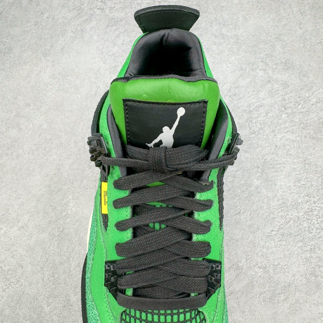 图片[5]-＃GX Air Jordan AJ4 Retro \\\”Manila\\\” 马尼拉绿色 AJ-965234 圈内最强四代 独家外贸特供尺码含 45.5 49.5 50.5 耗时半年巨作 全套原纸板楦头开发 原厂特供皮料加持 确保原汁原味 完美呈现四代版型 一比一鞋头弧度高度鞋身弧度 数据细节工艺流程均保持原鞋一致 原厂TPU网格鞋带扣 正确内里网布 菱角分明不变形无多余毛边 柔软性质感一致于原鞋 市场唯一原厂鞋扣模具 背面可见隐藏注塑口 原厂织唛标 原厂飞人电绣工艺 尾指中部跳三针 独家绑鞋带手法 印刷中底布 四线拉帮 米色美纹纸贴合固定 进口港宝加持 后跟自然饱满 全鞋荧光划线卡点 追求极致完美 每一双都是工艺品 多重QC质检 超越公司货的品控标准 实实在在的免检产品 注意原盒需要报货备注价格100元 损坏不退 尺码：40 40.5 41 42 42.5 43 44 44.5 45 45.5 46 47.5 48.5 49.5 50.5-选品中心