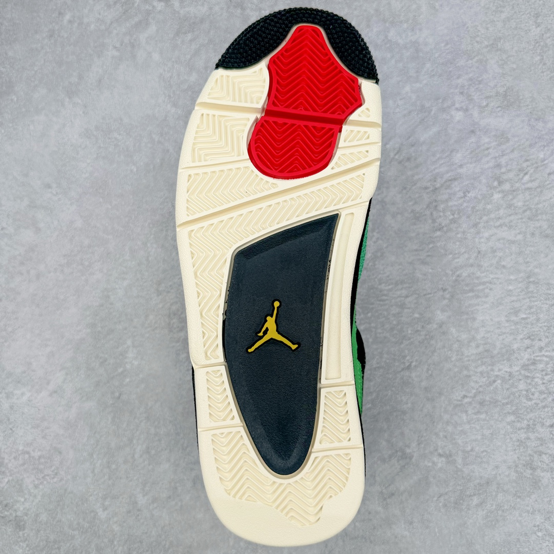 图片[9]-＃GX Air Jordan AJ4 Retro \\\”Manila\\\” 马尼拉绿色 AJ-965234 圈内最强四代 独家外贸特供尺码含 45.5 49.5 50.5 耗时半年巨作 全套原纸板楦头开发 原厂特供皮料加持 确保原汁原味 完美呈现四代版型 一比一鞋头弧度高度鞋身弧度 数据细节工艺流程均保持原鞋一致 原厂TPU网格鞋带扣 正确内里网布 菱角分明不变形无多余毛边 柔软性质感一致于原鞋 市场唯一原厂鞋扣模具 背面可见隐藏注塑口 原厂织唛标 原厂飞人电绣工艺 尾指中部跳三针 独家绑鞋带手法 印刷中底布 四线拉帮 米色美纹纸贴合固定 进口港宝加持 后跟自然饱满 全鞋荧光划线卡点 追求极致完美 每一双都是工艺品 多重QC质检 超越公司货的品控标准 实实在在的免检产品 注意原盒需要报货备注价格100元 损坏不退 尺码：40 40.5 41 42 42.5 43 44 44.5 45 45.5 46 47.5 48.5 49.5 50.5-选品中心