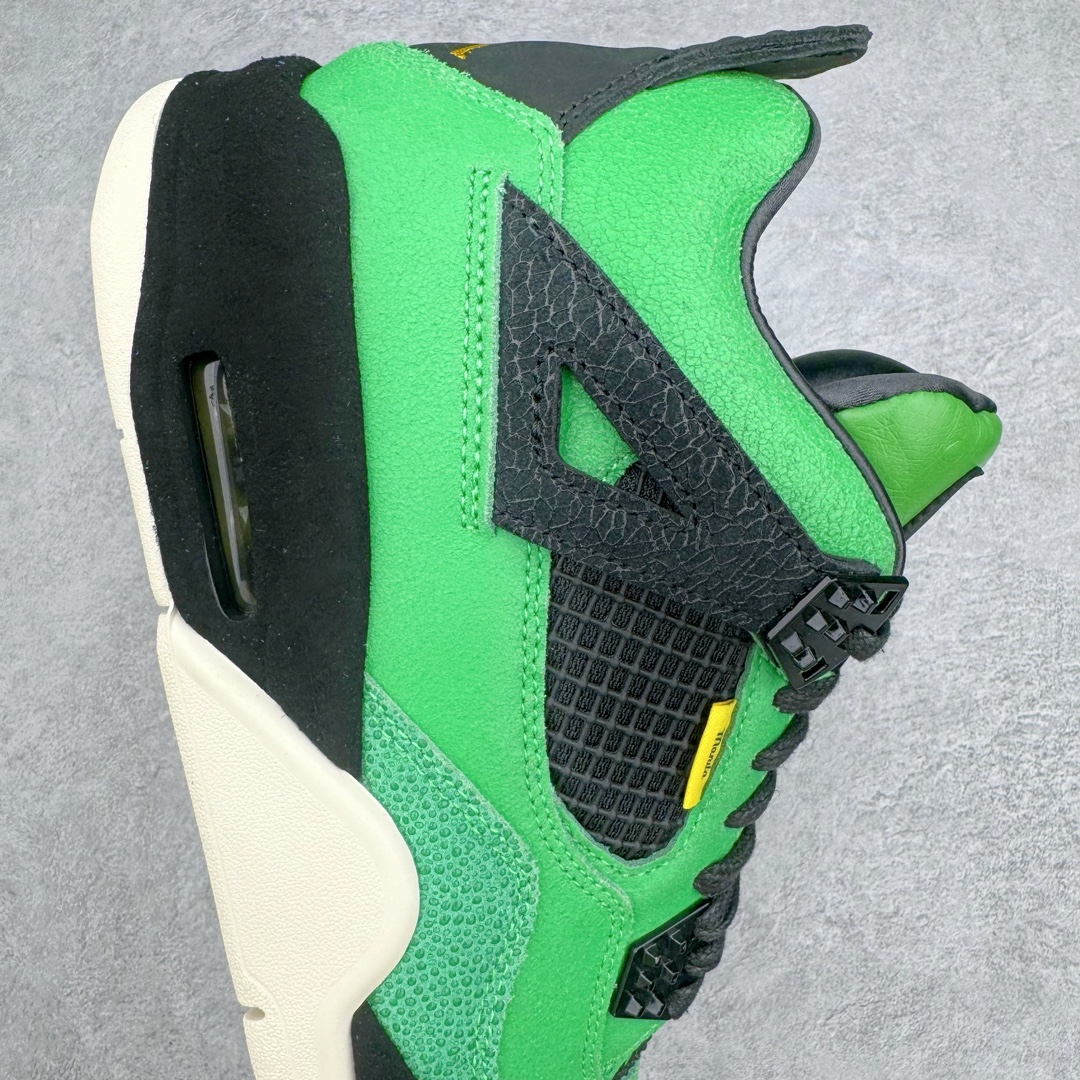 图片[6]-＃GX Air Jordan AJ4 Retro \\\”Manila\\\” 马尼拉绿色 AJ-965234 圈内最强四代 独家外贸特供尺码含 45.5 49.5 50.5 耗时半年巨作 全套原纸板楦头开发 原厂特供皮料加持 确保原汁原味 完美呈现四代版型 一比一鞋头弧度高度鞋身弧度 数据细节工艺流程均保持原鞋一致 原厂TPU网格鞋带扣 正确内里网布 菱角分明不变形无多余毛边 柔软性质感一致于原鞋 市场唯一原厂鞋扣模具 背面可见隐藏注塑口 原厂织唛标 原厂飞人电绣工艺 尾指中部跳三针 独家绑鞋带手法 印刷中底布 四线拉帮 米色美纹纸贴合固定 进口港宝加持 后跟自然饱满 全鞋荧光划线卡点 追求极致完美 每一双都是工艺品 多重QC质检 超越公司货的品控标准 实实在在的免检产品 注意原盒需要报货备注价格100元 损坏不退 尺码：40 40.5 41 42 42.5 43 44 44.5 45 45.5 46 47.5 48.5 49.5 50.5-选品中心
