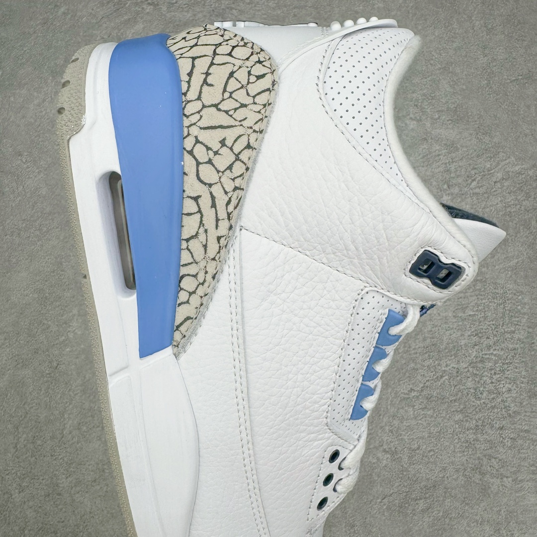 图片[6]-＃K版纯原 Air Jordan AJ3 Retro 北卡蓝 CT8532-104 原楦原纸板开发 确保原汁原味 原厂皮料质感色泽绝无偏差 完美中底拉帮 原厂中底钢印 原档案大底 如假白送 大底纹路 气垫通透度PU的回弹性均百分百还原 原厂电绣鞋舌飞人刺绣针数立体讲究精细欢迎对比正品原鞋 尺码：40 40.5 41 42 42.5 43 44 44.5 45 46 47.5-选品中心