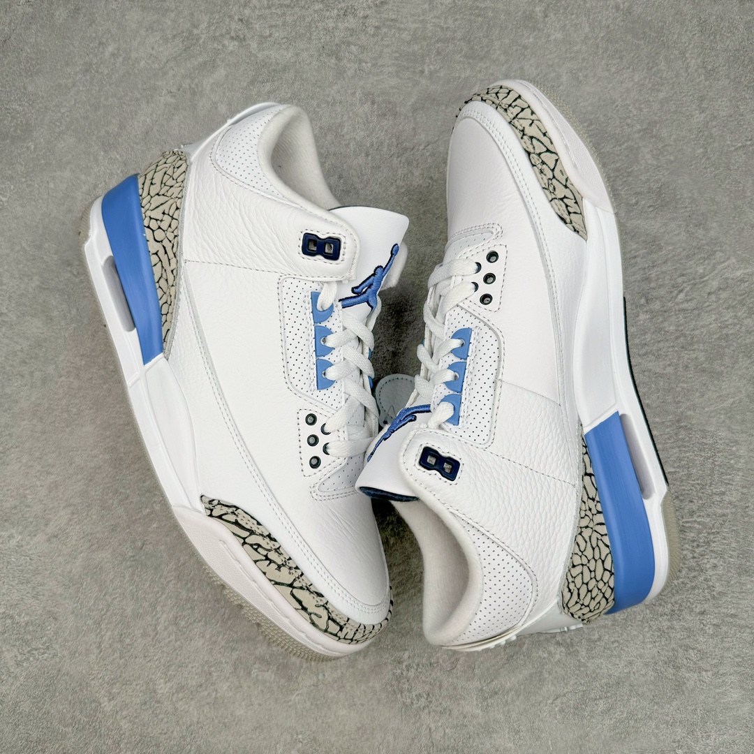图片[3]-＃K版纯原 Air Jordan AJ3 Retro 北卡蓝 CT8532-104 原楦原纸板开发 确保原汁原味 原厂皮料质感色泽绝无偏差 完美中底拉帮 原厂中底钢印 原档案大底 如假白送 大底纹路 气垫通透度PU的回弹性均百分百还原 原厂电绣鞋舌飞人刺绣针数立体讲究精细欢迎对比正品原鞋 尺码：40 40.5 41 42 42.5 43 44 44.5 45 46 47.5-选品中心