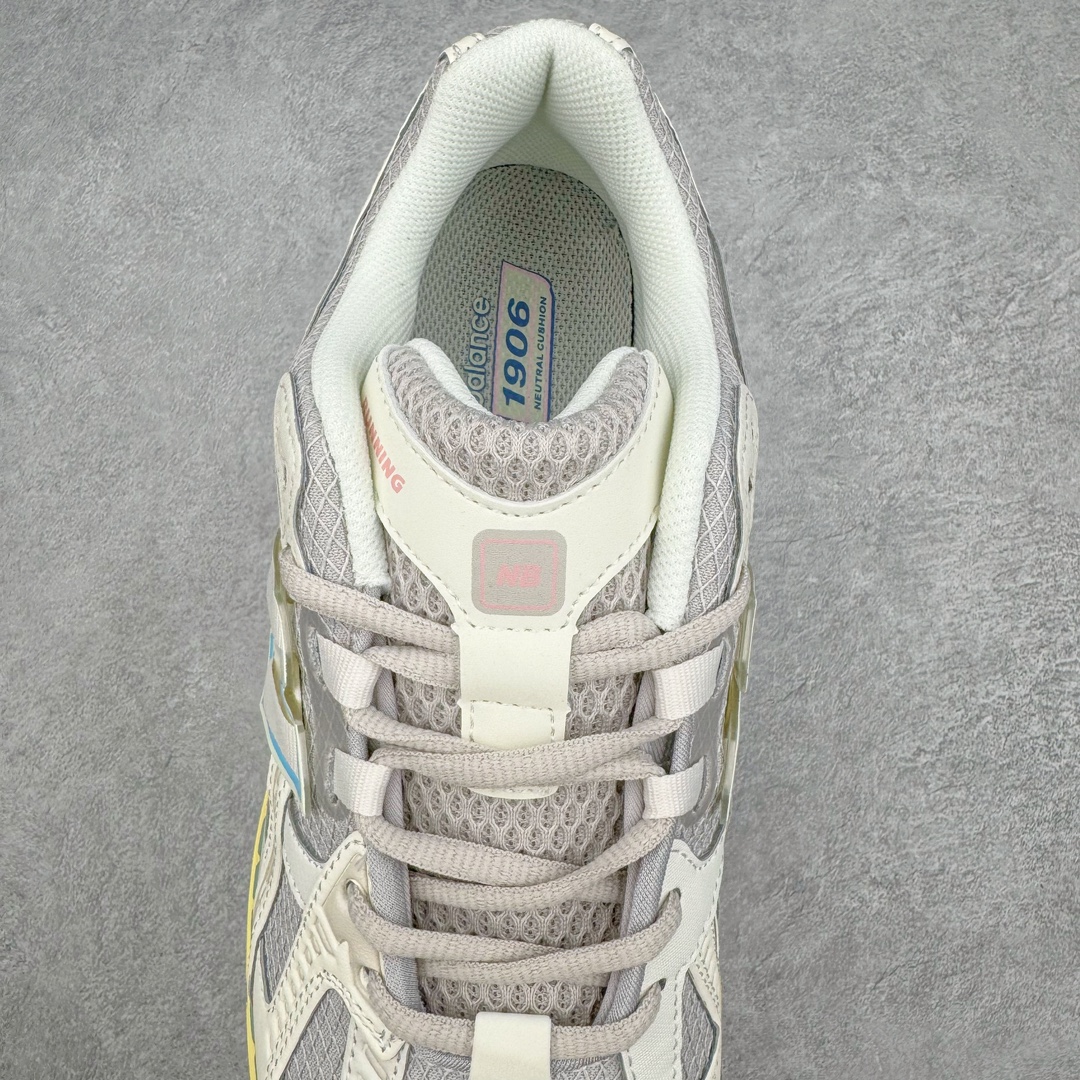 图片[5]-New Balance M1906R NB新百伦系列复古老爹风休闲运动慢跑鞋 采用轻质牛剖革拼接透气网眼衬垫织物鞋面材质 T-Beam大底提供足步弓支撑 保持步态稳定#后跟搭载外露缓震胶 鞋身整体以各种深浅不一的灰色覆盖 鞋头以淡蓝色调装饰，网眼衬垫通过不规律的色块实现做旧的美感 泛黄的鞋底更是进一步增添了复古气息 尺码：36 37 37.5 38 38.5 39.5 40 40.5 41.5 42 42.5 43 44 45-选品中心