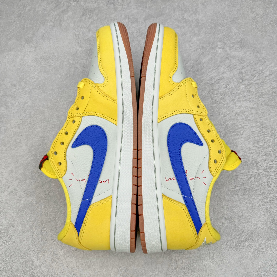图片[5]-＃FK纯原 Travis Scott x Air Jordan AJ1 Low OG SP TS联名倒钩7.0低帮 黄蓝色 DZ4137-700 外贸高端零售特供批次 产品品控稳定性领先行业 各方面均可对飙L版 良心定价不杀猪 原厂全套原楦原纸板冲刀磨具开发 原厂皮料加持 原厂港宝加持定型后跟R度完美 同源原厂电绣 鬼脸飞翼针数密度立体效果一致 百分百一致原鞋 原厂拉帮工艺 针距密度一致 后跟弧度收口自然不对折 极致一眼正品既视感 进口玻璃冲刀皮料裁剪零毛边 全鞋电脑针车工艺 品控清洁度最高QC检验标准 免检产品 原厂订购鞋盒、鞋标、防尘纸、鞋撑、鞋带 追求极致的原厂味道 尺码：36 36.5 37.5 38 38.5 39 40 40.5 41 42 42.5 43 44 44.5 45 46 47.5 48.5-选品中心