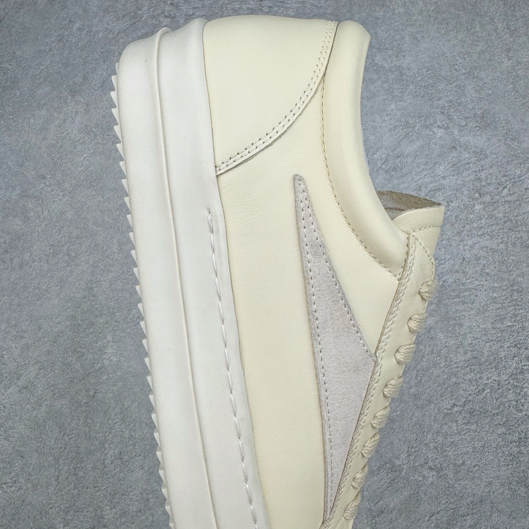 图片[6]-＃GD广顶 Rick Owens Edfu 瑞克·欧文斯低帮皮面时尚运动板鞋 奶白 二级市场已经7K以上 平台客户随意卖四位数 RO广东原厂出品 纯原天花板 原版一比一复刻 冲正绝不翻车 还原度达到百分之98以上 原楦开发纸版版型 ZP拆解原版1：1复模裁片纸版 力求做到0错位 这样才能达到和zp一致的鞋型味道 采用进口cnc数控机床开发对版独家tpu奶香大底 区别于市场所有版本 zp同源全头层粒面小牛皮 达到和zp一致手感 原厂进口细纹布 万邦订购原厂高弹粉红色海绵 内里搭配软质细腻羊皮 TPU高密度大底 软硬度透光度高已经测试和原版一致 尺码：39 40 41 42 43 44 45 46-选品中心