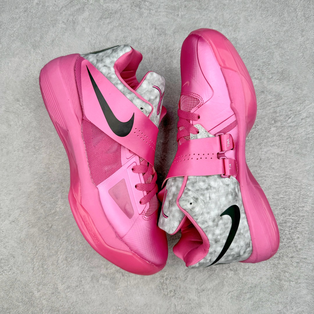 图片[3]-＃K版纯原 NK KD Ⅳ 杜兰特4代实战篮球鞋 乳腺癌粉 473679-601 绝迹单品 实战神鞋 Sneaker鞋柜必备 为了应杜兰特追求鞋子轻质 包裹强的要求 将轻盈的Hyperfuse 鞋面与Adaptive Fit黏扣带系统完美结合 大大提升了鞋子的包裏性能 同时鞋帮的高度也达到了杜兰特球鞋的新低 极大程度的解放了脚踝 搭配前掌的Zoom气垫 突破响应非常迅速 外底使用了闪电状的纹路设计 暗合杜兰特的称号 鞋底不规则纹路设计 带来良好的抓地力 尺码：40 40.5 41 42 42.5 43 44 44.5 45 46\\r-选品中心