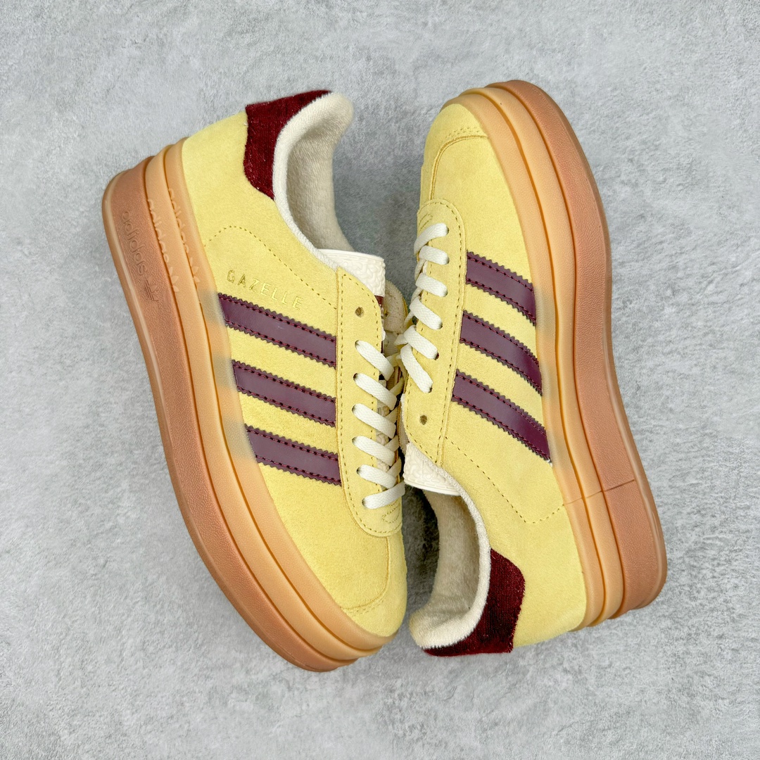 图片[3]-＃J版 AD Originals Gazelle Bold W 羚羊松糕系列复古百搭厚底增高低帮休闲运动板鞋 IF5937 新的一年就要换新的打扮啦！除了设定变美、健身、减肥等目标外，你已经可以利用鞋子来“偷偷改善身材比例”的愿望了！ 因为有一句话。身高不够。鞋子来凑~赶快入手以下各大运动品牌最新推出的“厚底增高运动鞋”吧。 是最好穿最百搭的长腿神器。 重点是……不仅价格不错～鞋子也不错啊！Originals的Gazelle Bold鞋款打造出「超厚底版本」！延续流线鞋型、经典麂皮材质、白色三条线和侧面烫金标志的复古外型，奶油白鞋底高度直接乘3，出门搭上它，保证一路步步高升。尺码：36 36⅔ 37⅓ 38 38⅔ 39⅓ 40-选品中心