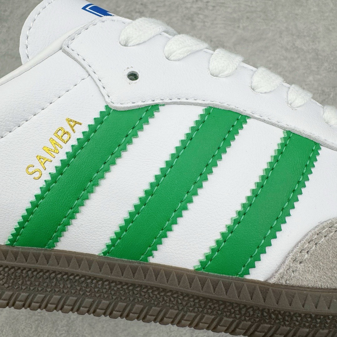 图片[16]-＃PB福利特价 AD Original Samba OG 复古经典轻便板鞋 白绿 IG1024 口碑大厂出品 品控大底版型不断改良更新 全套原纸板楦头开发 确保原汁原味 完美呈现版型 一比一鞋头弧度高度鞋身弧度 此版本只针对中端市场 皮料材质有所更替 其他数据细节工艺流程均保持一致 绝不口嗨 细节品控鞋型随意对比 正确烫金高频细节 原装纳米超迁皮料 独家私模橡胶大底 原盒原配 这款桑巴鞋展示了高质量的工艺 带有装饰的超锁缝制和无缝的手感 柔软、柔软的皮革造型和标志性的3条纹完成了精致的外观 正规合身鞋带 鞋面上有绒面鞋垫 橡胶鞋底 享受正畸套筒软感 自50年代首次亮相以来就一直在赢得粉丝的青睐 尺码：36 36.5 37.5 38 38.5 39 40 40.5 41 42 42.5 43 44 44.5 45 46-选品中心