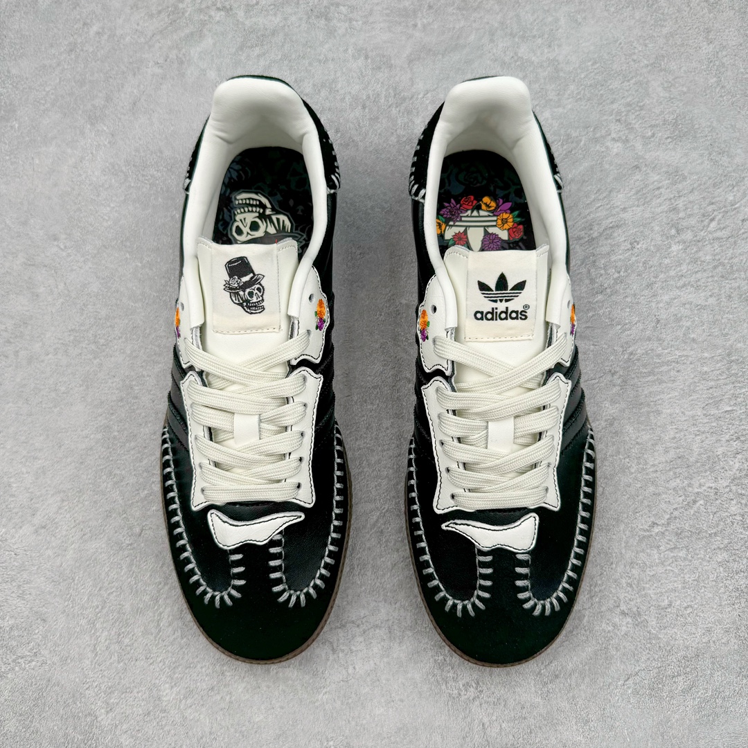 图片[2]-＃S2纯原 AD Original Samba OG 复古经典轻便板鞋 万圣节黑白 JI3932 原装头层牛皮加持 正确烫金高频细节 原装纳米超迁皮料 独家私模橡胶大底 原盒原配 正确黑色中底布 过宽过胶 这款桑巴鞋展示了高质量的工艺 带有装饰的超锁缝制和无缝的手感 柔软、柔软的皮革造型和标志性的3条纹完成了精致的外观 正规合身鞋带 鞋面上有绒面鞋垫 橡胶鞋底 享受正畸套筒软感 自50年代首次亮相以来就一直在赢得粉丝的青睐尺码：36 36.5 37.5 38 38.5 39 40 40.5 41 42 42.5 43 44 44.5 45-选品中心