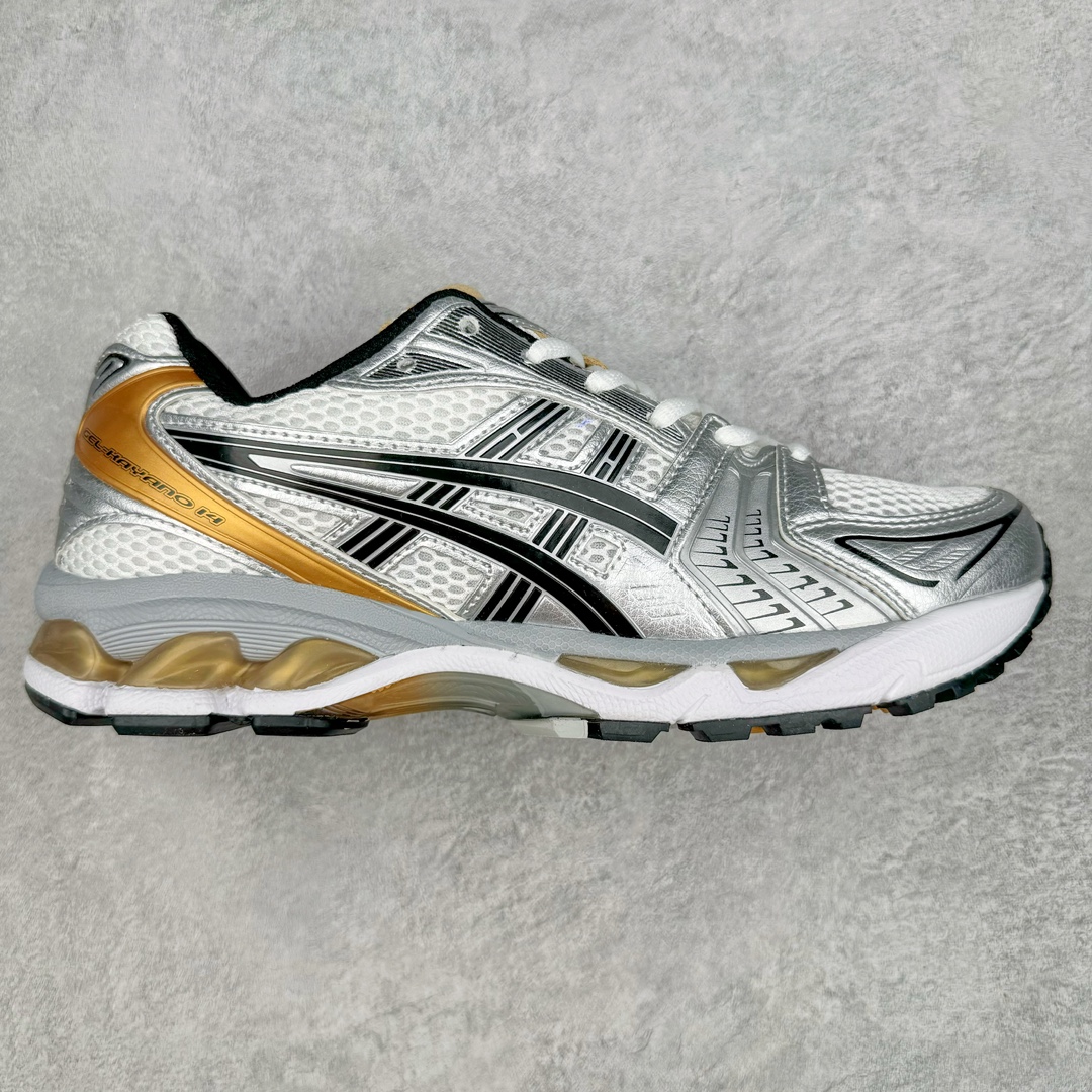 ＃FA ASICS GEL-KAYANO 14 亚瑟士K14系列户外复古潮流百搭织物合成革缓震休闲跑步鞋 原装纸板楦头开发 独家私模五层组合大底 原厂定制缓震硅胶加持 原盒原配 官方四联吊牌 原装Ortholite轻量化鞋垫 设计师 Hidenori Yamashita 以「Flash」一词为灵感 创造出未来感金属色鞋面 改造升级内在性能 由内而外全面革新 为 GEL-KAYANO 家族传承及经典跑鞋文化的延续 创下里程碑式作品 K14跑鞋重新诠释了复古的跑步形状 并以其 2000 年代后期的美学理念重新铺装 银色与蓝色的鞋面极为高档 网面铺陈与鞋面、鞋头多处细节位增添了透气性 鞋后跟部中底上以及多密度耐磨鞋底增加了 GEL 缓震胶 提供高抗冲击性、缓冲性、可保护脚部免受地面冲击的影响 穿着舒适性十足 尺码：35.5 36 37 37.5 38 39 39.5 40.5 41.5 42 42.5 43.5 44 45-选品中心