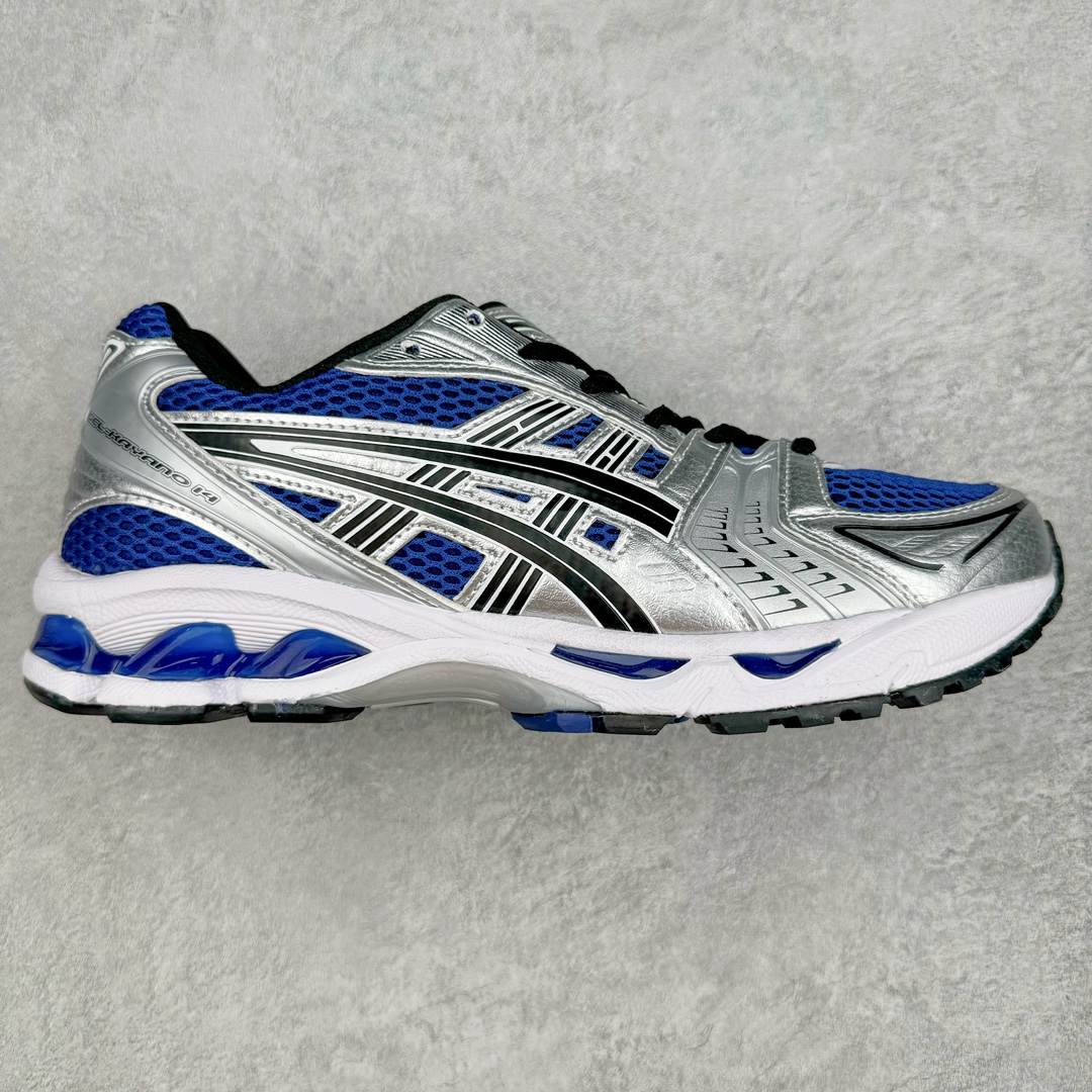 图片[2]-＃FA ASICS GEL-KAYANO 14 亚瑟士K14系列户外复古潮流百搭织物合成革缓震休闲跑步鞋 原装纸板楦头开发 独家私模五层组合大底 原厂定制缓震硅胶加持 原盒原配 官方四联吊牌 原装Ortholite轻量化鞋垫 设计师 Hidenori Yamashita 以「Flash」一词为灵感 创造出未来感金属色鞋面 改造升级内在性能 由内而外全面革新 为 GEL-KAYANO 家族传承及经典跑鞋文化的延续 创下里程碑式作品 K14跑鞋重新诠释了复古的跑步形状 并以其 2000 年代后期的美学理念重新铺装 银色与蓝色的鞋面极为高档 网面铺陈与鞋面、鞋头多处细节位增添了透气性 鞋后跟部中底上以及多密度耐磨鞋底增加了 GEL 缓震胶 提供高抗冲击性、缓冲性、可保护脚部免受地面冲击的影响 穿着舒适性十足 尺码：35.5 36 37 37.5 38 39 39.5 40.5 41.5 42 42.5 43.5 44 45-选品中心