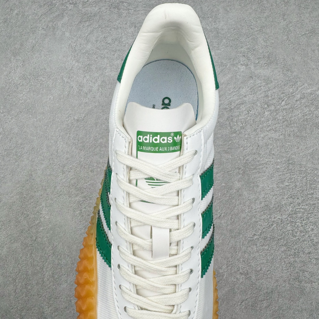 图片[5]-＃纯原 AD Originals Country x Kamanda卡曼达混合系列章鱼卷底复古锯齿休闲运动训练慢跑鞋 货号：G26797 今年推出的全新鞋型 Kamanda，由于其夸张独特的外底，被玩家们称为“鱿鱼卷”，关注度一直颇高。将经典跑鞋 Country 的鞋面移植到 Kamanda 外底上 鞋面使用轻薄的尼龙布搭配皮革打造，以白色搭配绿色点缀，无论用料质感还是配色都极具复古气息。外底为 Kamanda 标志性的上翻设计，造型前卫，与复古风鞋面形成鲜明反差。尺码：36 36.5 37.5 38 38.5 39 40 40.5 41 42 42.5 43 44 44.5 45-选品中心