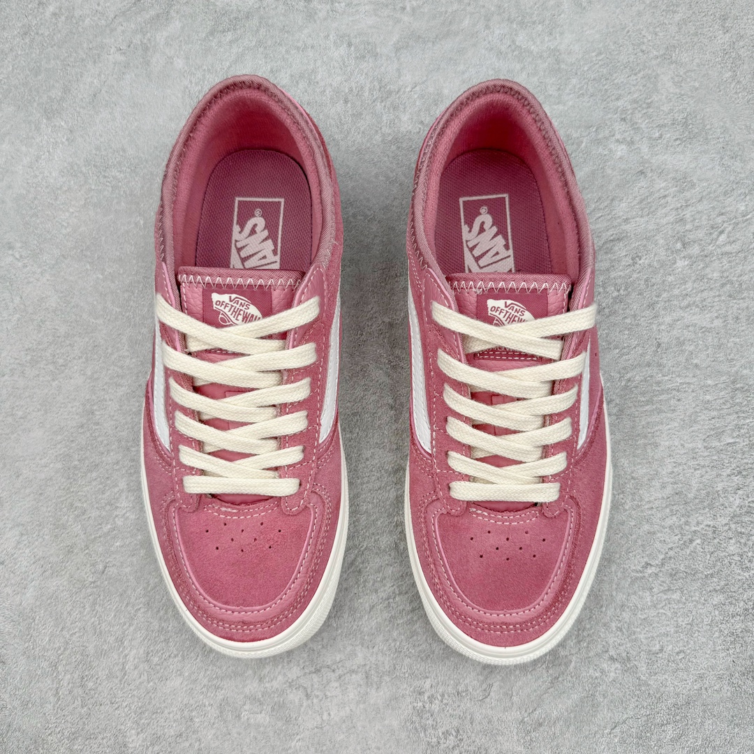 图片[2]-Vans Rowley Classics 粉色 范斯官方 经典复古休闲滑板鞋 复古鞋型搭配全麂皮鞋身做工扎实 鞋两侧标志性Vans条纹Sidestripe 后跟压印数字“66/99”分表代表Vans品牌成立于1966和Rowley Pro诞生于1999 细节满满 货号：VN0009QJBO9 尺码：35 36 36.5 37 38 38.5 39 40 40.5 41 42 42.5 43 44-选品中心