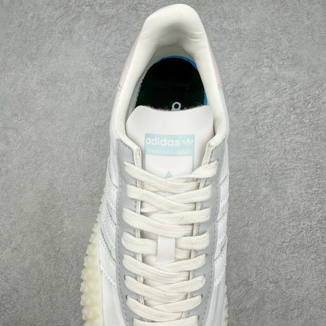 图片[5]-＃纯原 AD Originals Country x Kamanda卡曼达混合系列章鱼卷底复古锯齿休闲运动训练慢跑鞋 货号：G27825 今年推出的全新鞋型 Kamanda，由于其夸张独特的外底，被玩家们称为“鱿鱼卷”，关注度一直颇高。将经典跑鞋 Country 的鞋面移植到 Kamanda 外底上 鞋面使用轻薄的尼龙布搭配皮革打造，以白色搭配绿色点缀，无论用料质感还是配色都极具复古气息。外底为 Kamanda 标志性的上翻设计，造型前卫，与复古风鞋面形成鲜明反差。尺码：36 36.5 37.5 38 38.5 39 40 40.5 41 42 42.5 43 44 44.5 45-选品中心