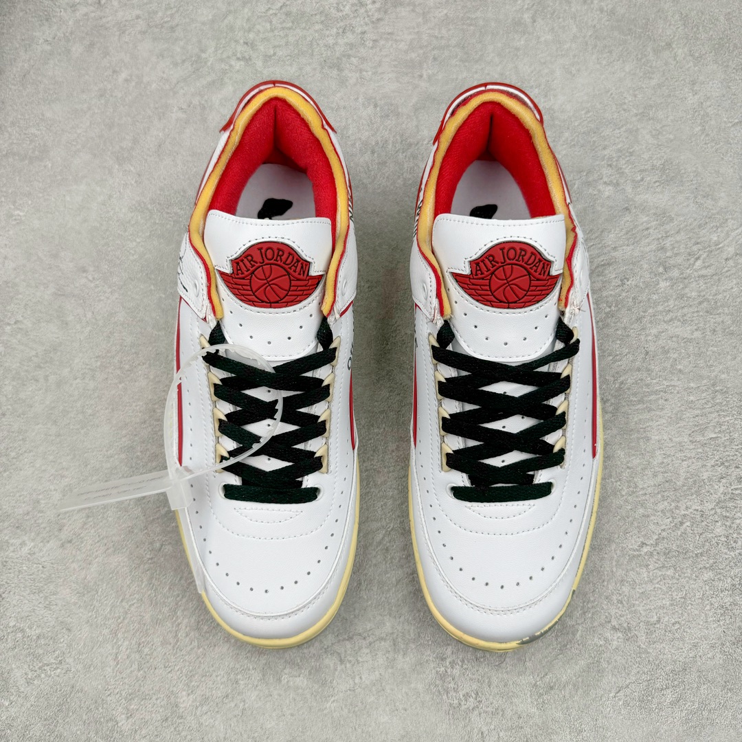 图片[2]-Off-White x Air Jordan AJ2 Low SP 芝加哥配色联名款篮球鞋 货号DJ4375-106 鞋款鞋身上使用 OW 联名经典解构防盗扣等元素这双鞋还开创性的使用了透明材质来打造成中底粉化的效果相信即便是 OG 鞋头也会被这样的设计打动 尺码：36 36.5 37.5 38 38.5 39 40 40.5 41 42 42.5 43 44 44.5 45 46 47.5-选品中心