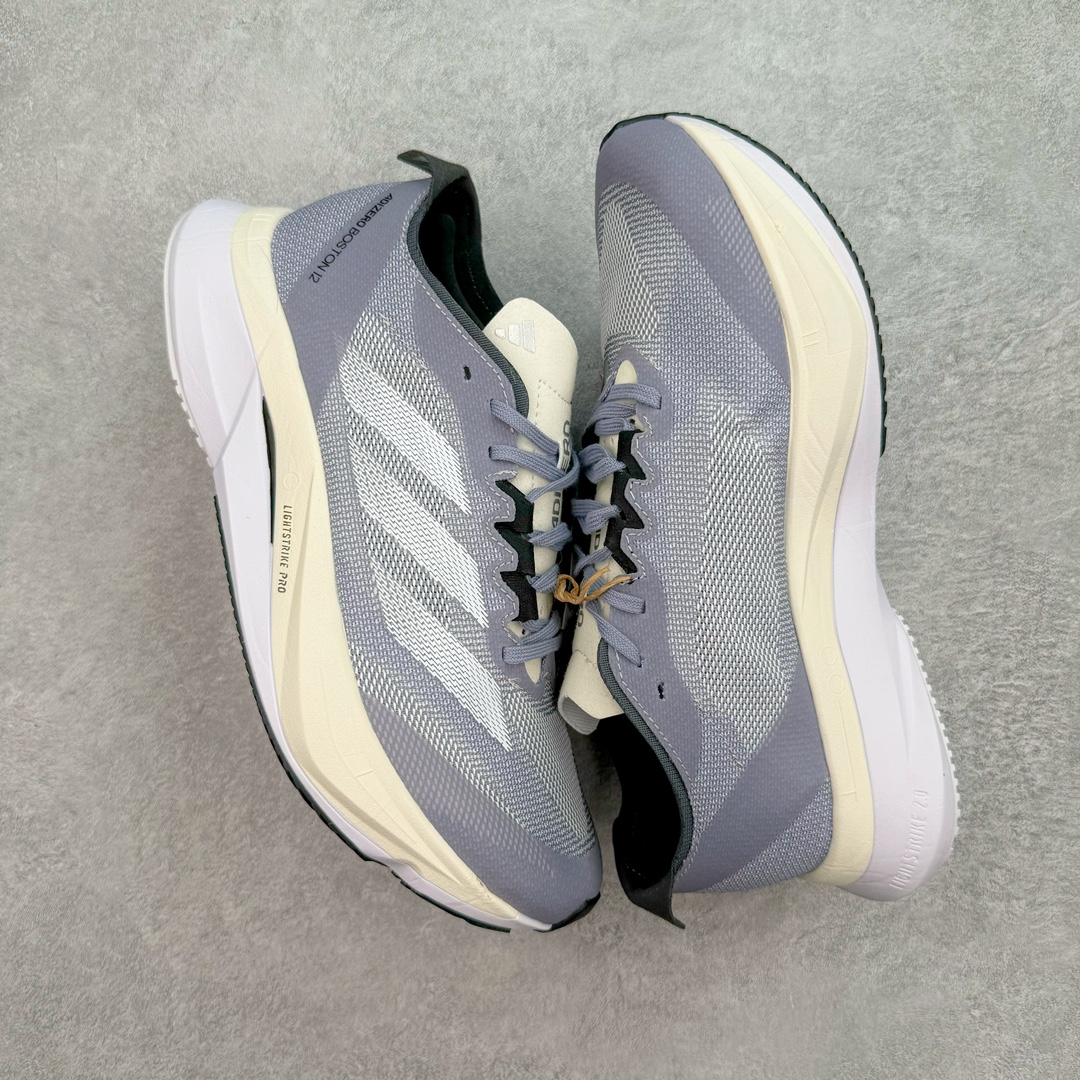 图片[3]-AD Adizero Boston 12 波士顿夏季透气网眼竞速跑鞋 延续爪型玻璃纤维推进系统 进化为全掌式的ENERGY RODS 2.0 从脚跟到脚趾的一体成形设计 强化整体推进力 提升速度表现 升级透气鞋面更具支撑性 利用ENGINEERED MESH技术进行不同密度织纹 强化支撑性 更使用50%以上的回收材料製成 减低塑料浪费 此外变薄的鞋舌为前掌提供更多空间 提供跑者更好的穿着感受 马牌轮胎大底耐磨性佳 大底全掌采用耐磨的Continental马牌轮胎大底 在各种环境下保有良好抓地力 尺码：36 36.5 37 38 38.5 39 40 40.5 41 42 42.5 43 44 44.5 45-选品中心