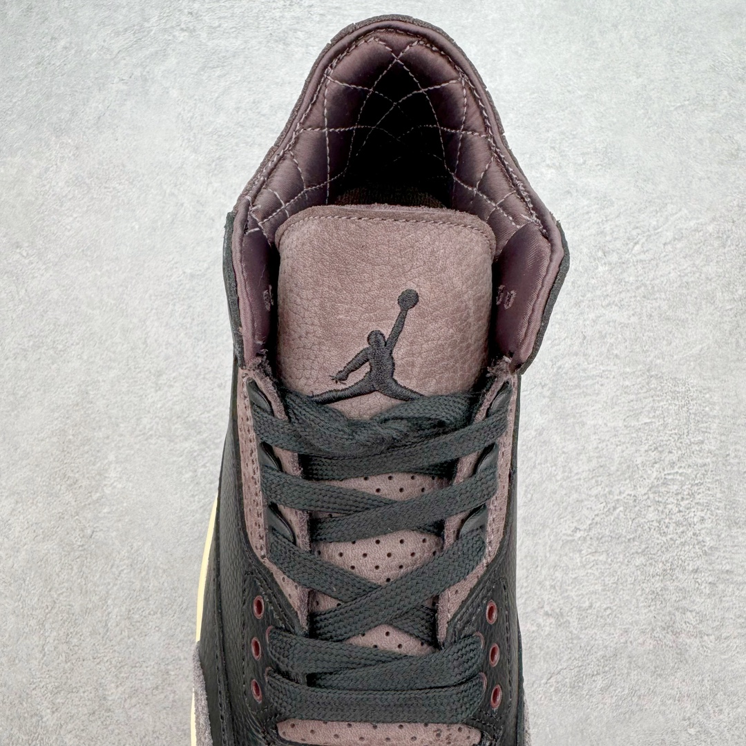 图片[5]-＃QD纯原 A Ma Maniere x Air Jordan AJ3 \\\”Black\\\” AMM联名黑紫 货号：FZ4811-001 圈内最强三代系列 匠心打造 开发时长超过半年 目前可过各类鉴定或无法鉴定 裸鞋随便操作 全套原纸板楦头开发 原厂大底磨具加持立体防滑纹理 原装可视Air Sole气垫 原汁原味最完美的三代版型 唯一正确鞋头趴度弧度高度鞋身腰线 原厂TPU彩虹扎染后跟饰片 正确内里反口里网布 皮料菱角分明不变形无多余毛边 广东原厂zp同批次手工大底描漆拉丝 市场唯一原厂鞋扣模具 原厂织唛标 原厂飞人电绣工艺 尾指中部跳三针 独家绑鞋带手法 印刷中底布 四线拉帮 米色美纹纸贴合固定 进口港宝加持 后跟自然饱满 全鞋荧光划线卡点 追求极致完美 每一双都是工艺品 多重QC质检 超越公司货的品控标准 实实在在的免检产品 尺码：40.5 41 42 42.5 43 44 44.5 45 45.5 46 47.5 48.5-选品中心