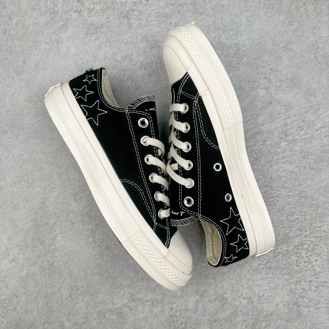 图片[3]-Converse Chuck 70 SNL 黑白星星 匡威新款 低帮休闲舒适帆布硫化鞋 经典1970黑色鞋身搭配星星刺绣和金属星星铆钉 朋克感十足 凸显时尚潮流 货号：A11612C 尺码：35 36 36.5 37 37.5 38 39 39.5 41 41.5 42 42.5 43 44-选品中心