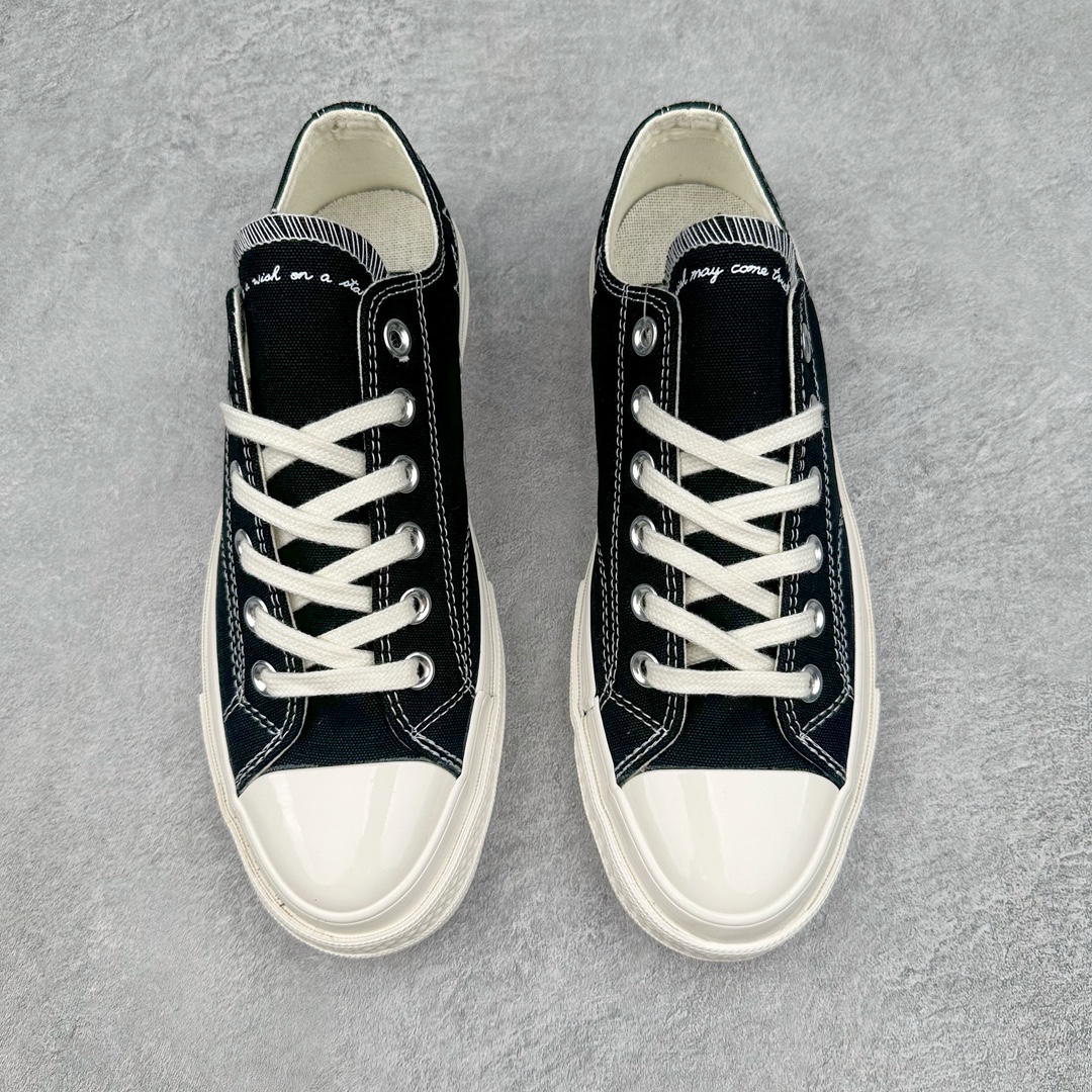 图片[2]-Converse Chuck 70 SNL 黑白星星 匡威新款 低帮休闲舒适帆布硫化鞋 经典1970黑色鞋身搭配星星刺绣和金属星星铆钉 朋克感十足 凸显时尚潮流 货号：A11612C 尺码：35 36 36.5 37 37.5 38 39 39.5 41 41.5 42 42.5 43 44-选品中心