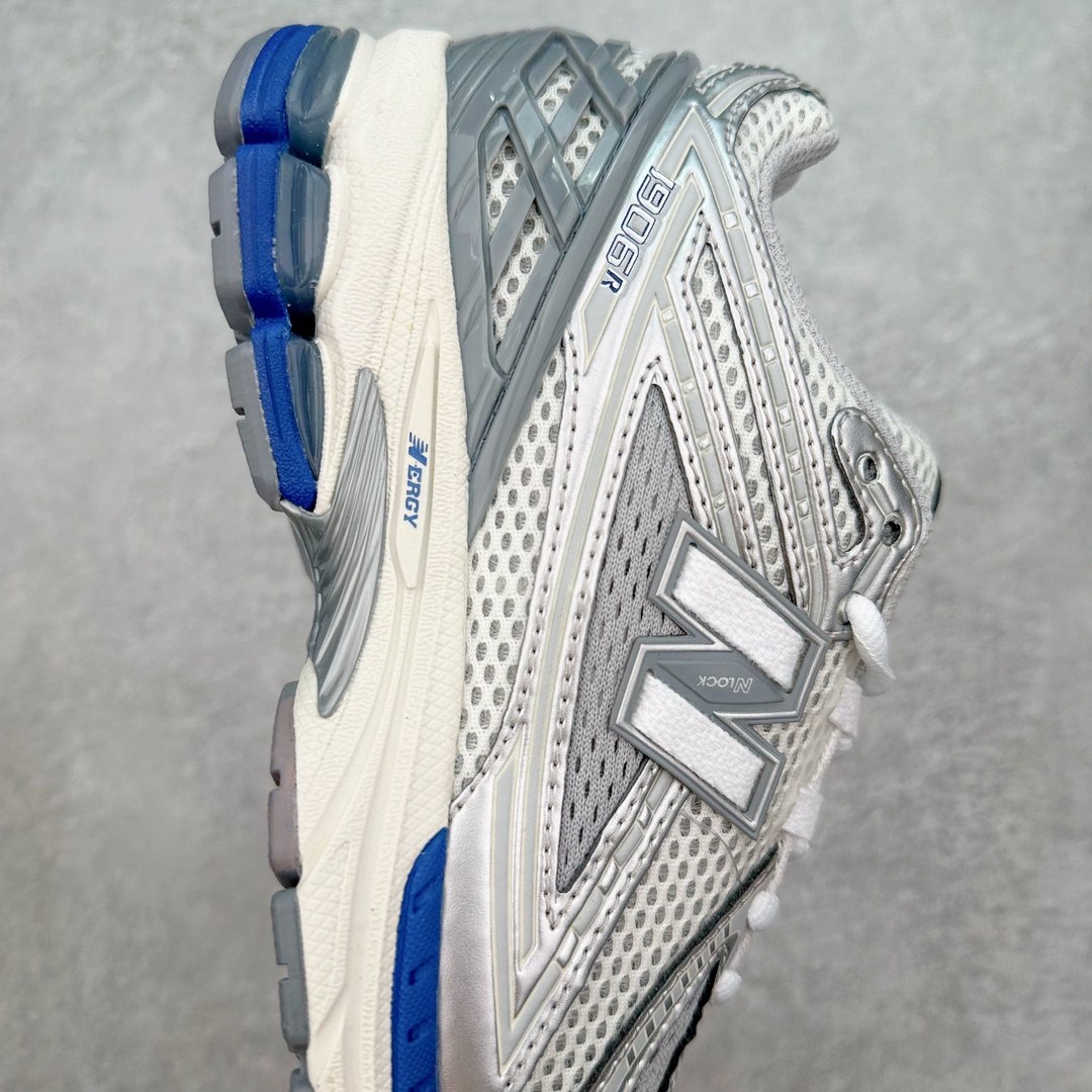 图片[6]-New Balance M1906R NB新百伦系列复古老爹风休闲运动慢跑鞋 采用轻质牛剖革拼接透气网眼衬垫织物鞋面材质 T-Beam大底提供足步弓支撑 保持步态稳定#后跟搭载外露缓震胶 鞋身整体以各种深浅不一的灰色覆盖 鞋头以淡蓝色调装饰，网眼衬垫通过不规律的色块实现做旧的美感 泛黄的鞋底更是进一步增添了复古气息 尺码：36 37 37.5 38 38.5 39.5 40 40.5 41.5 42 42.5 43 44 45-选品中心