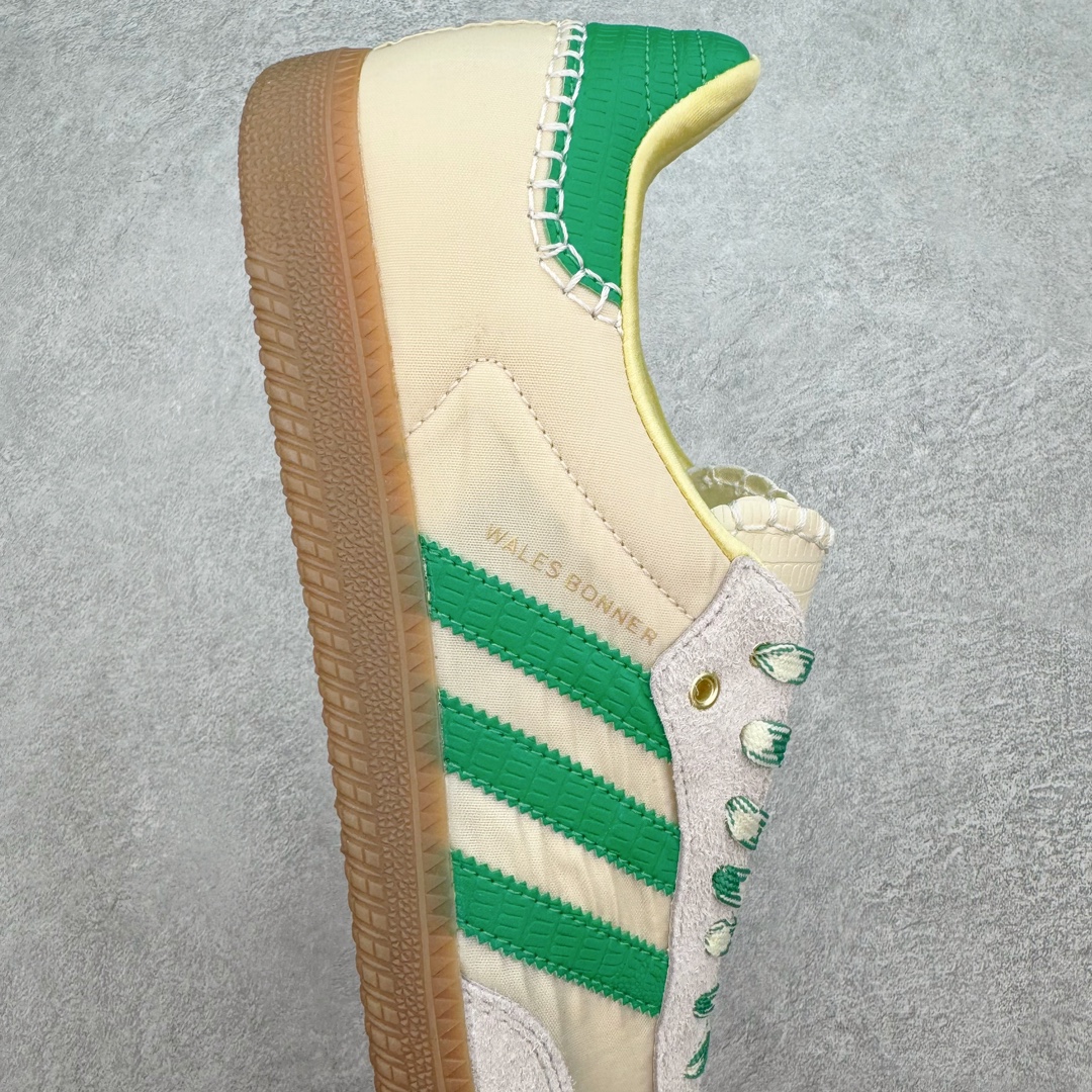 图片[6]-＃PB福利特价 Wales Bonner x AD Originals Samba 桑巴舞系列绅士德训足球风百搭低帮休闲运动板鞋 联名米白绿 GY4344 口碑大厂出品 品控大底版型不断改良更新 全套原纸板楦头开发 确保原汁原味 完美呈现桑巴版型 一比一鞋头弧度高度鞋身弧度 此版本只针对中端市场 皮料材质有所更替 其他数据细节工艺流程均保持一致 绝不口嗨 细节品控鞋型随意对比 正确烫金高频细节 原装纳米超迁皮料 独家私模橡胶大底 原盒原配 这款桑巴鞋展示了高质量的工艺 带有装饰的超锁缝制和无缝的手感 柔软、柔软的皮革造型和标志性的3条纹完成了精致的外观 正规合身鞋带 鞋面上有绒面鞋垫 橡胶鞋底 享受正畸套筒软感 自50年代首次亮相以来就一直在赢得粉丝的青睐 尺码：36 36.5 37.5 38 38.5 39 40 40.5 41 42 42.5 43 44 44.5 45 46-选品中心