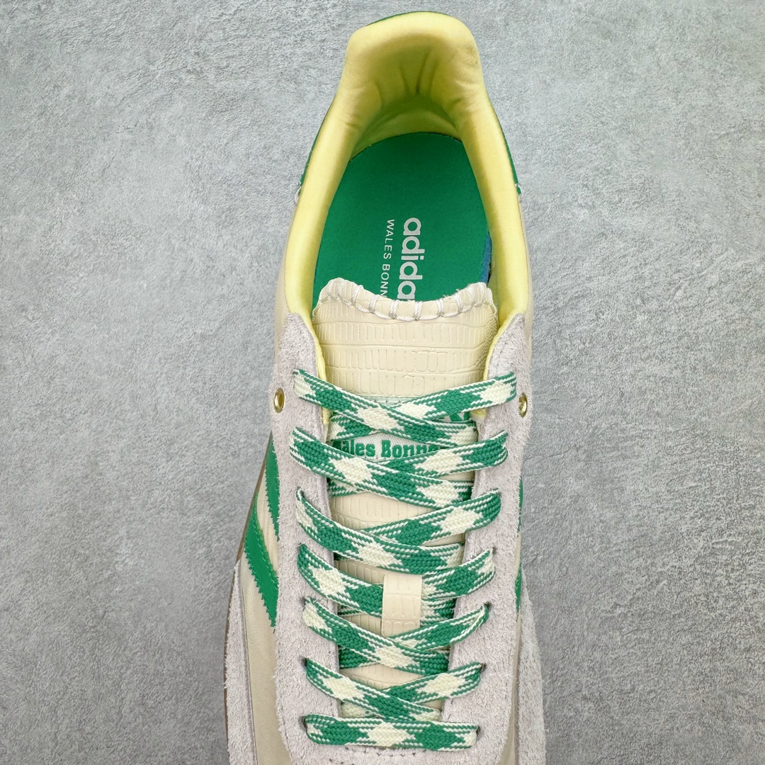 图片[5]-＃PB福利特价 Wales Bonner x AD Originals Samba 桑巴舞系列绅士德训足球风百搭低帮休闲运动板鞋 联名米白绿 GY4344 口碑大厂出品 品控大底版型不断改良更新 全套原纸板楦头开发 确保原汁原味 完美呈现桑巴版型 一比一鞋头弧度高度鞋身弧度 此版本只针对中端市场 皮料材质有所更替 其他数据细节工艺流程均保持一致 绝不口嗨 细节品控鞋型随意对比 正确烫金高频细节 原装纳米超迁皮料 独家私模橡胶大底 原盒原配 这款桑巴鞋展示了高质量的工艺 带有装饰的超锁缝制和无缝的手感 柔软、柔软的皮革造型和标志性的3条纹完成了精致的外观 正规合身鞋带 鞋面上有绒面鞋垫 橡胶鞋底 享受正畸套筒软感 自50年代首次亮相以来就一直在赢得粉丝的青睐 尺码：36 36.5 37.5 38 38.5 39 40 40.5 41 42 42.5 43 44 44.5 45 46-选品中心